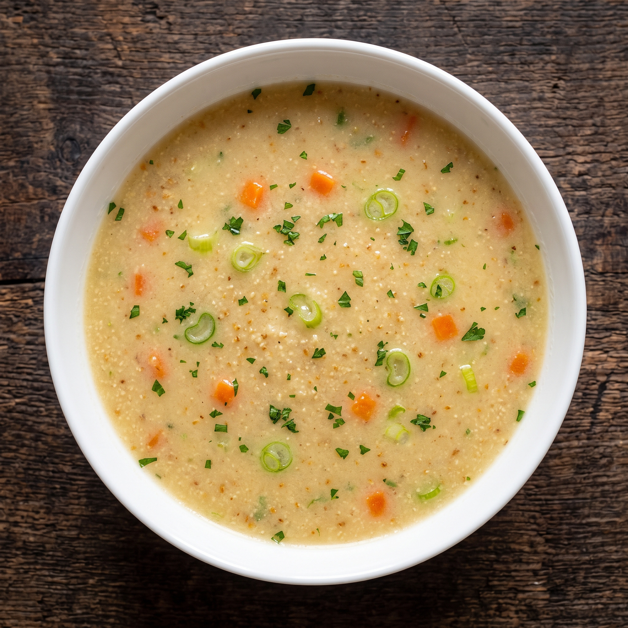 Sämige Suppe mit geröstetem Grieß