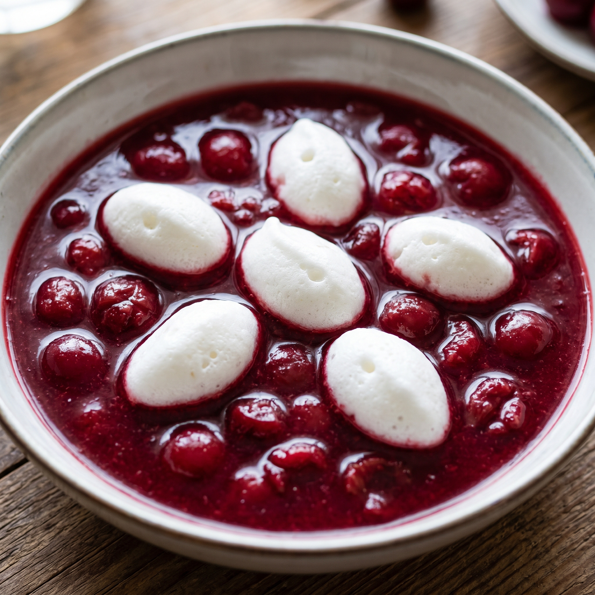 Badische Kirschkaltschale mit Eischneeklößchen