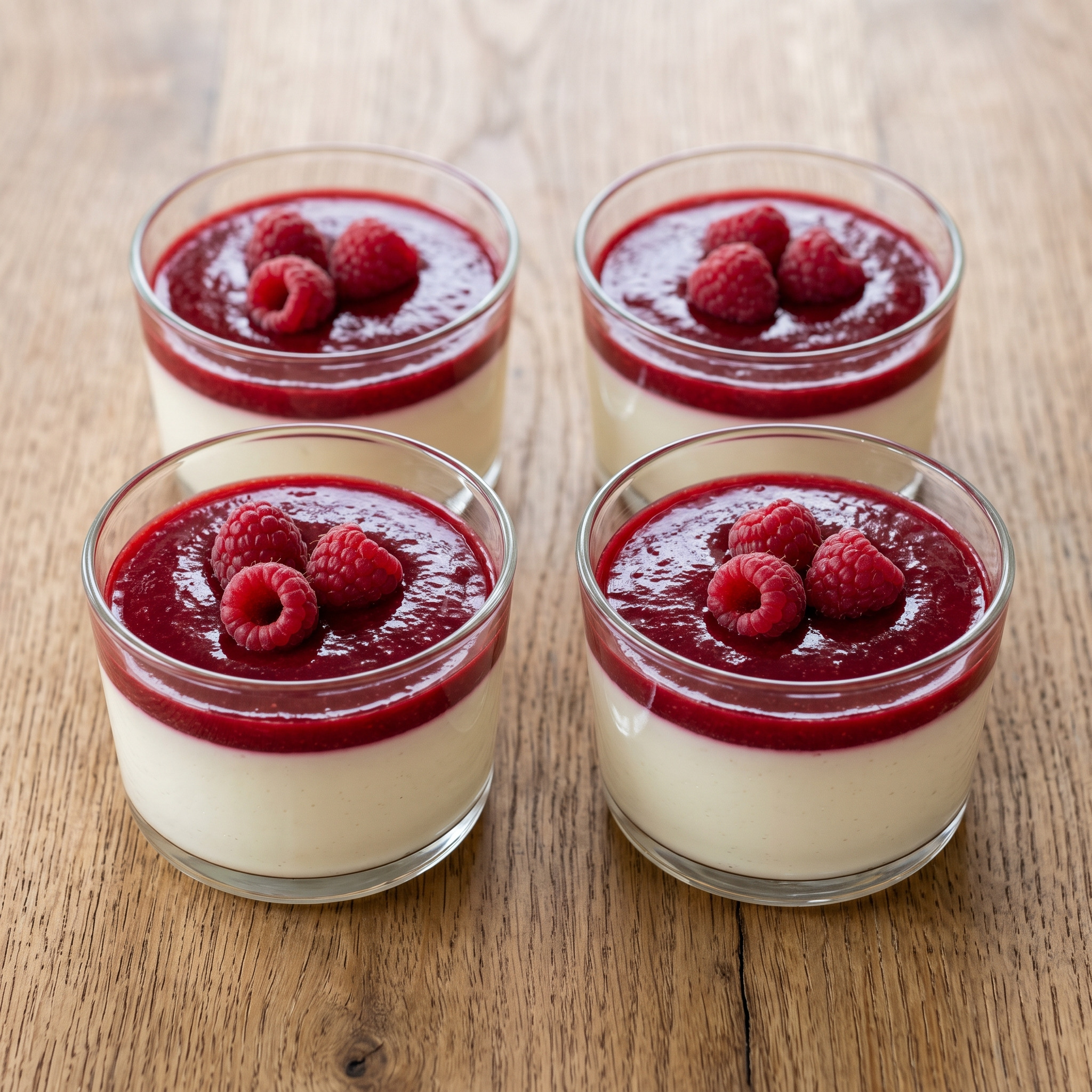 Bayerisches Glasdessert | Bayerische Creme | Samtige Vanillecreme mit luftiger Sahne und fruchtigem Himbeerspiegel