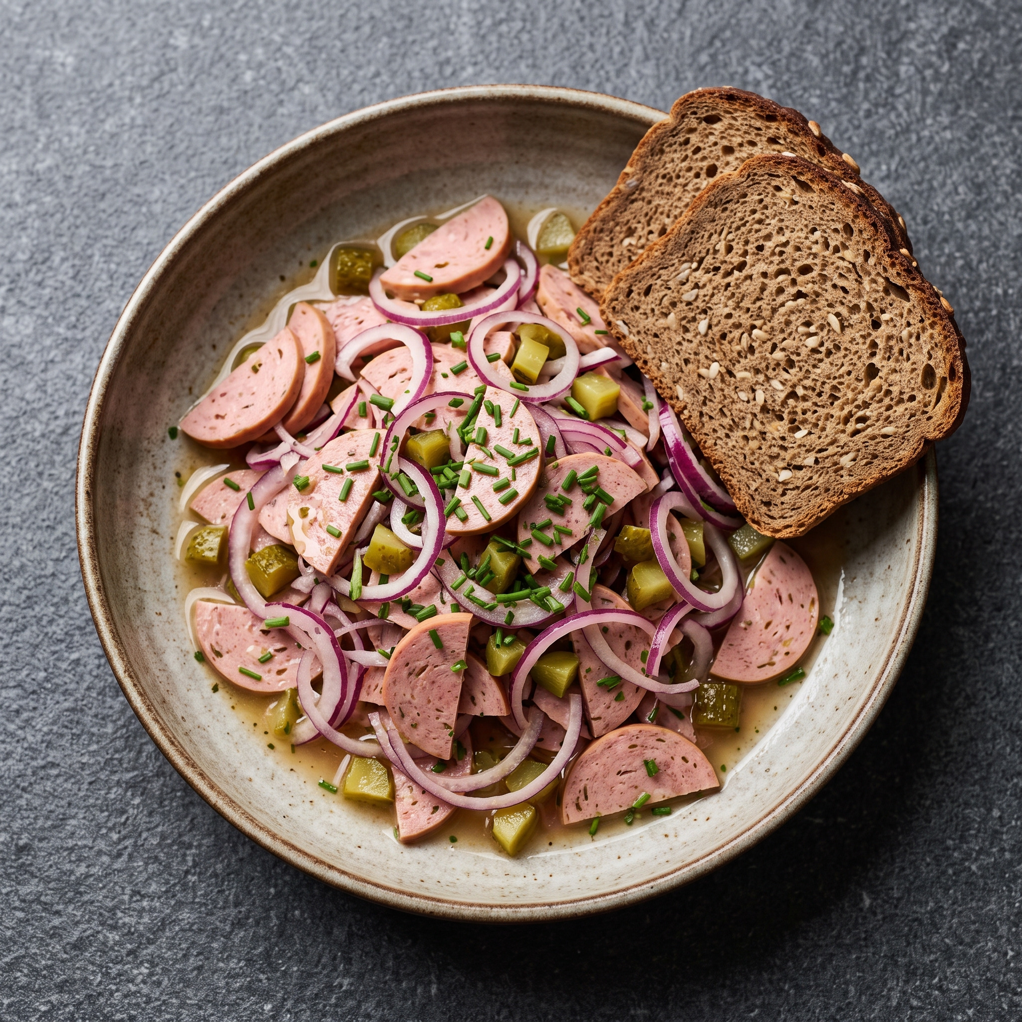 Bayerischer Wurstsalat mit Regensburger Wurst