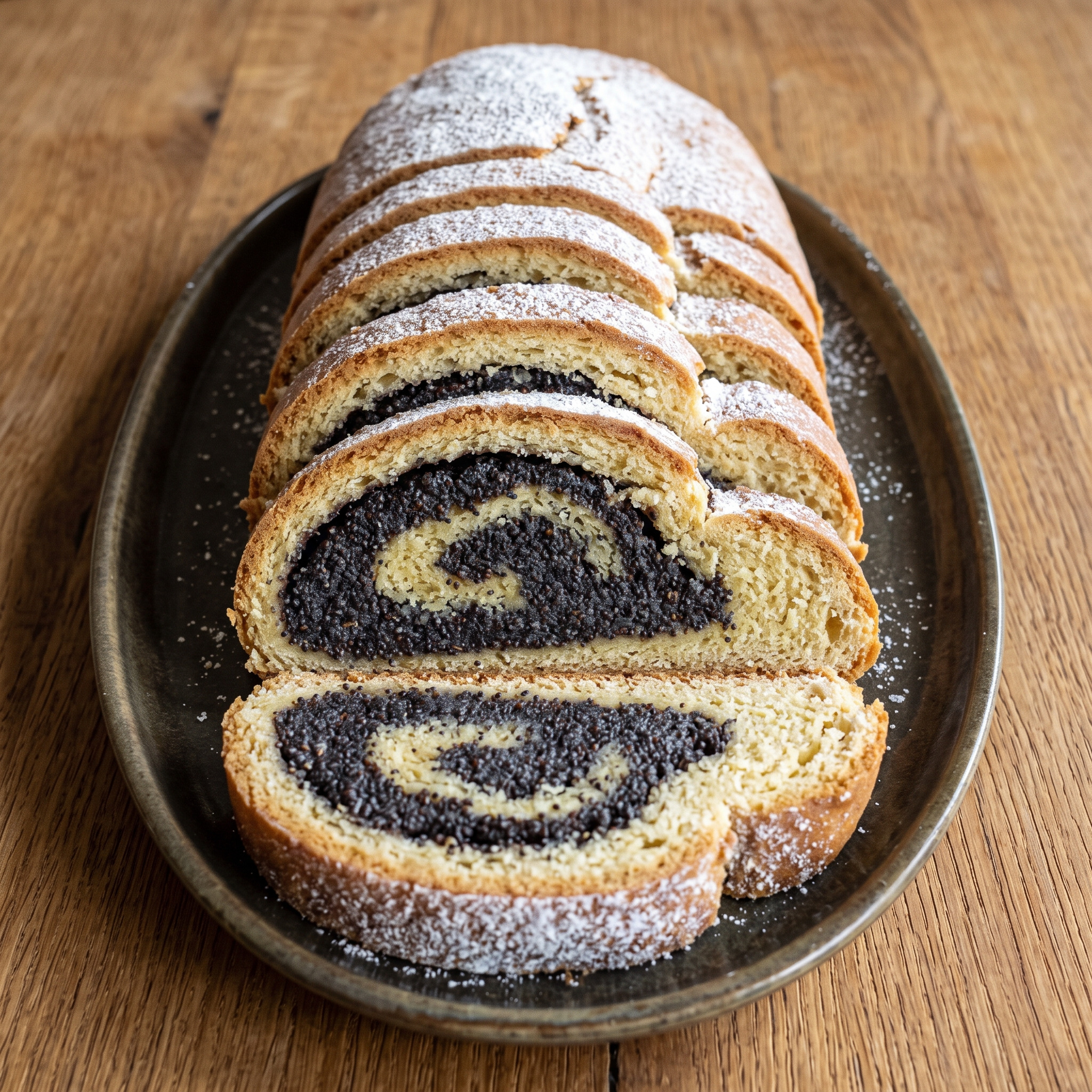 Berliner Mohnstolle mit gebrühter Blaumohnfüllung