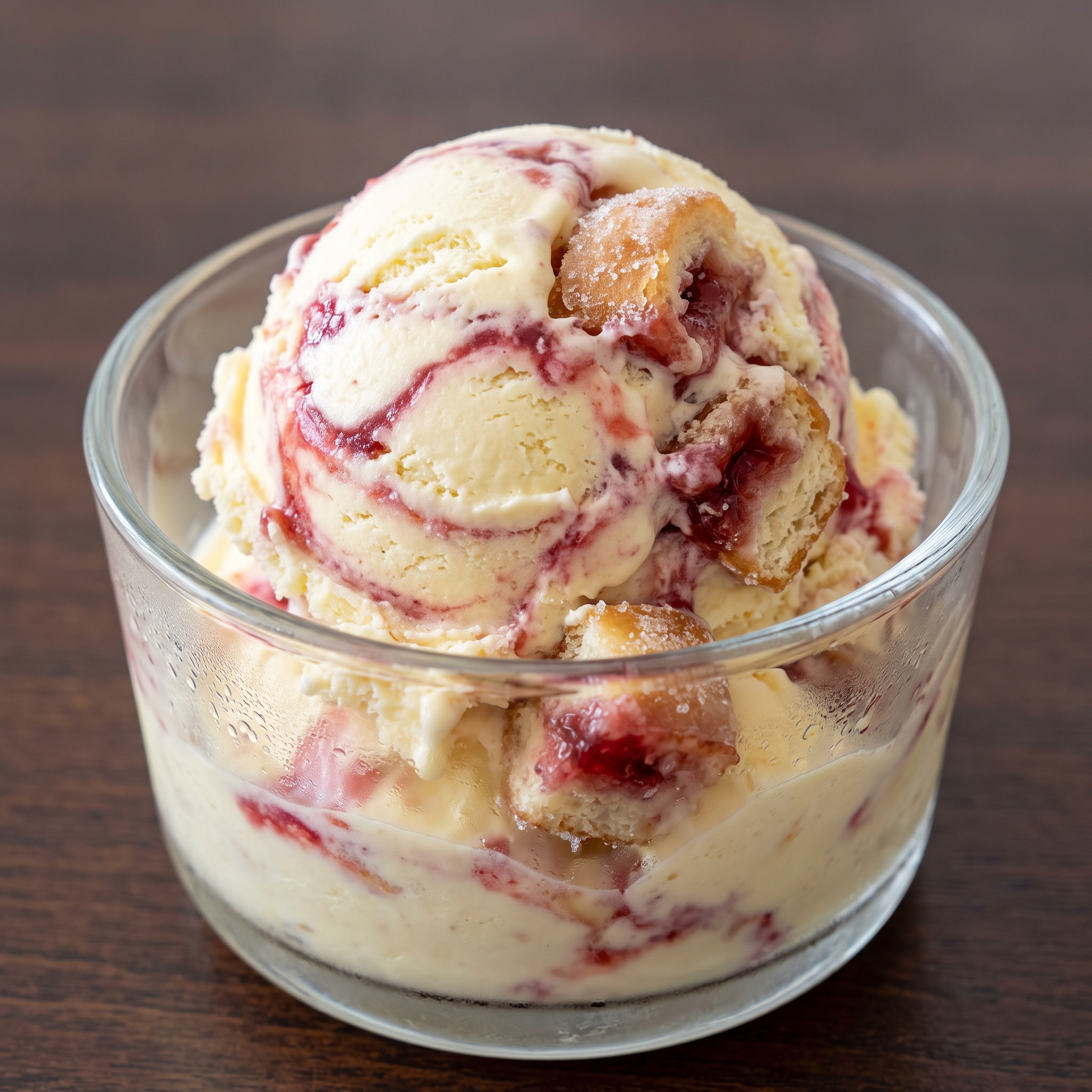 Berliner Pfannkuchen-Eis mit Himbeerkonfitüre