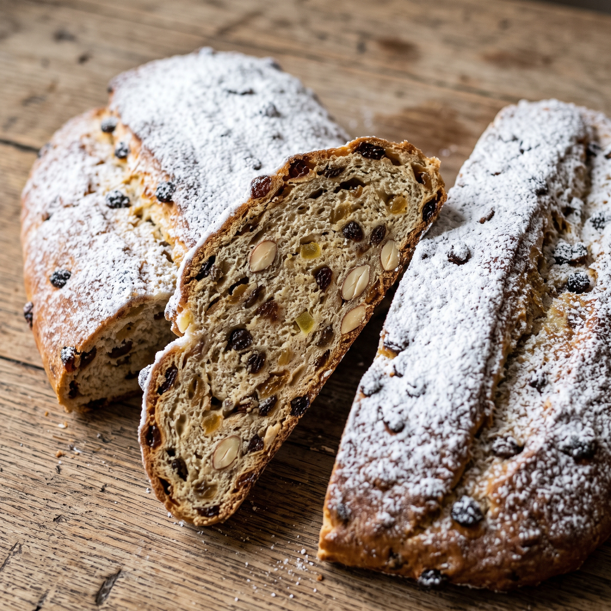 Berliner Stolle mit Korinthen, Sultaninen und Mandeln
