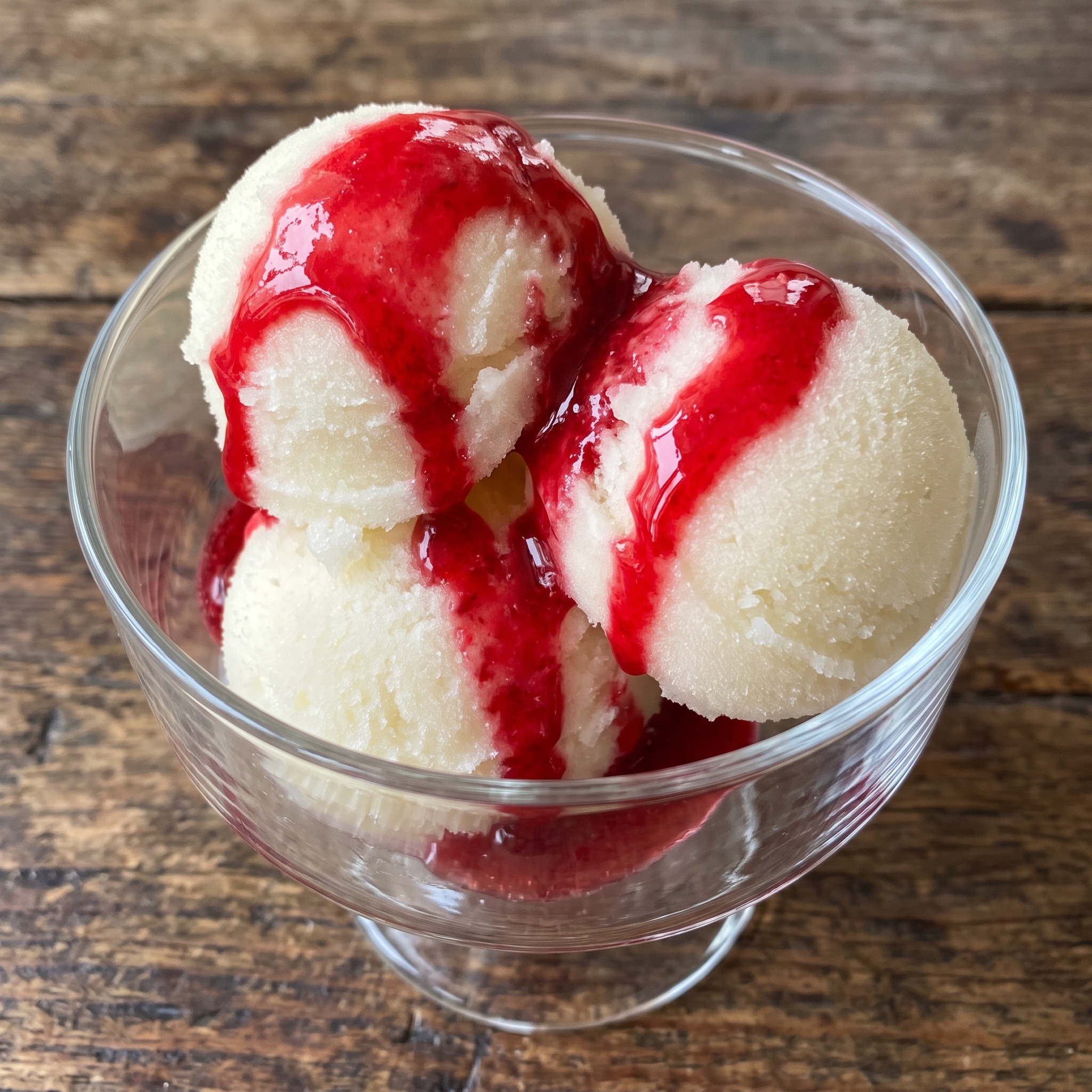 Berliner-Weiße-Sorbet mit Himbeersirup