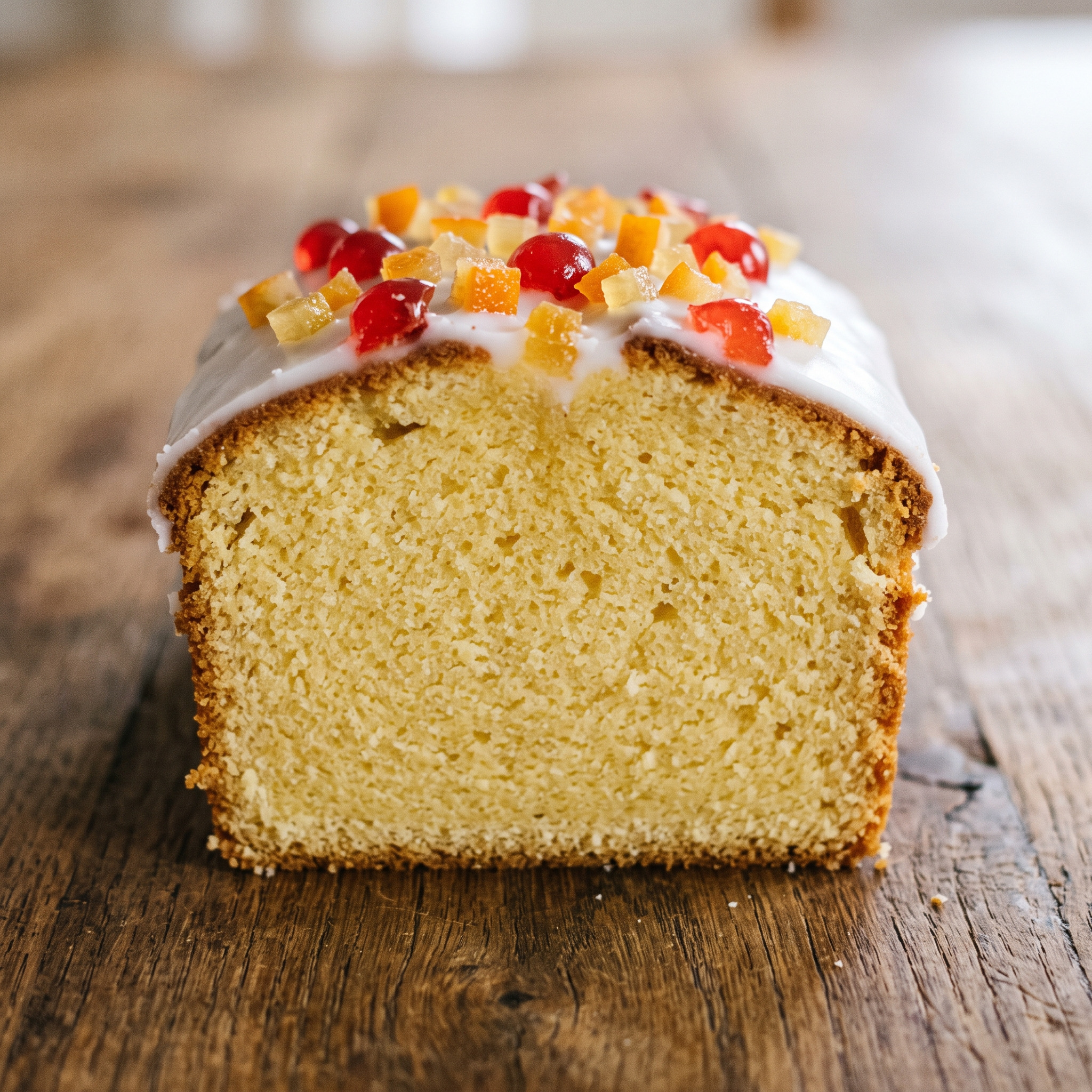 Brandenburger Rührkuchen | Residenzkuchen | Saftiger Teig mit Weinbrand, fruchtigem Zitronenguss und kandierten Früchten.