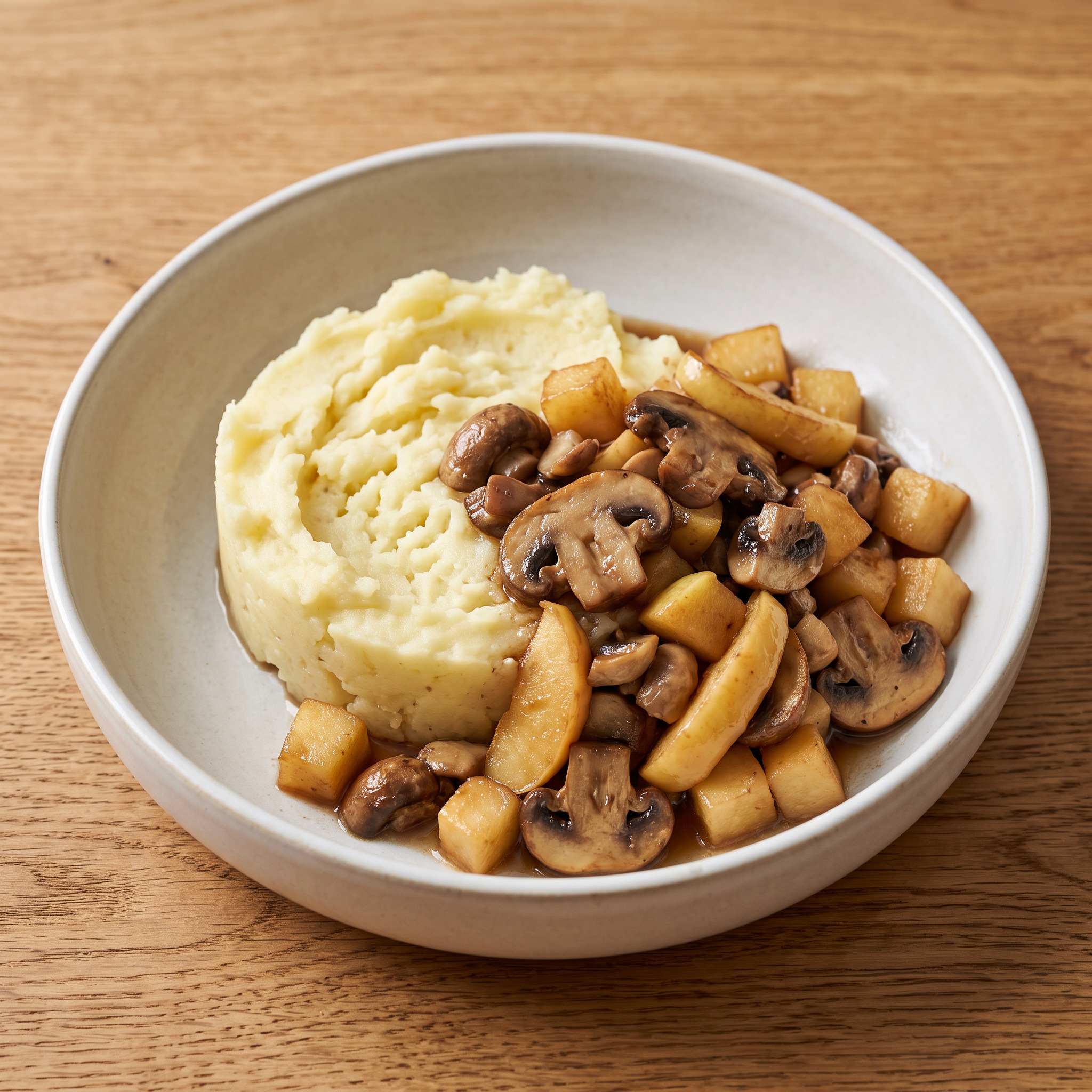 Bremer Pilz-Apfel-Pfanne mit Kartoffelstampf