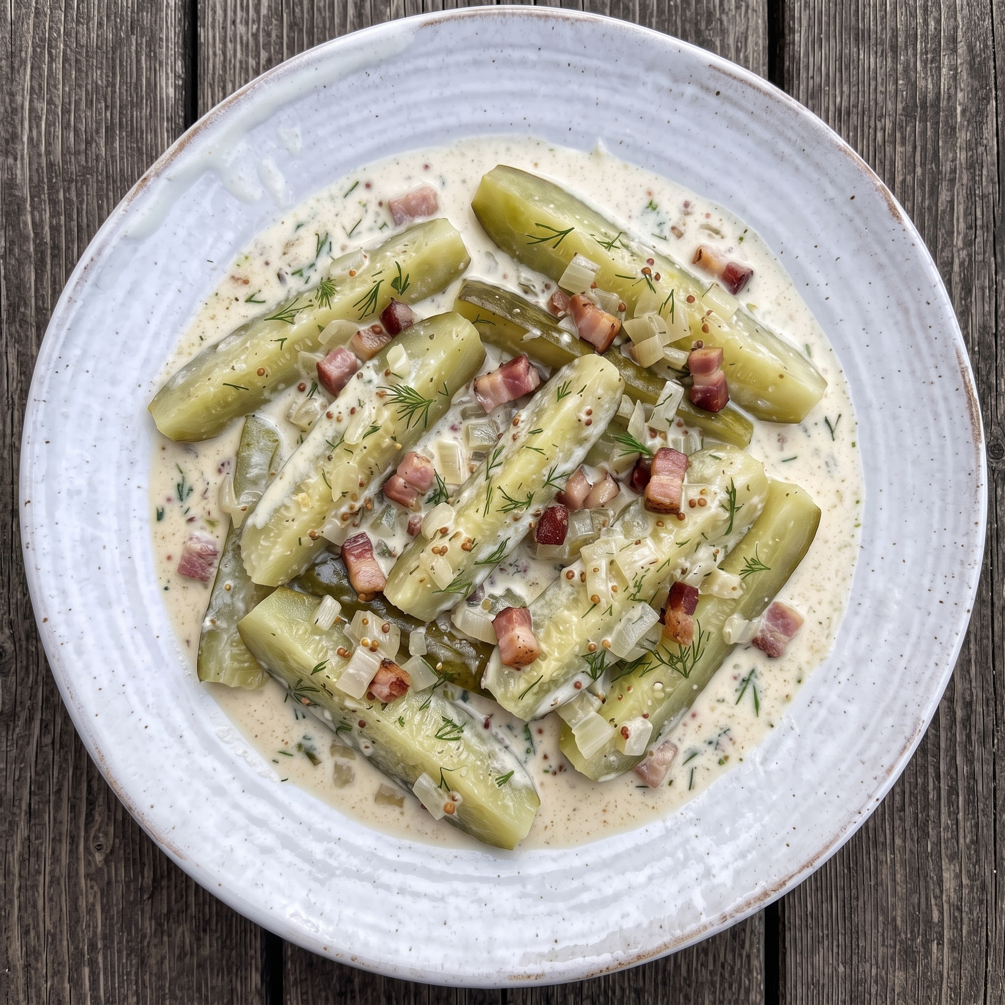 Cremige Schmorgurken mit Ziegenfrischkäse