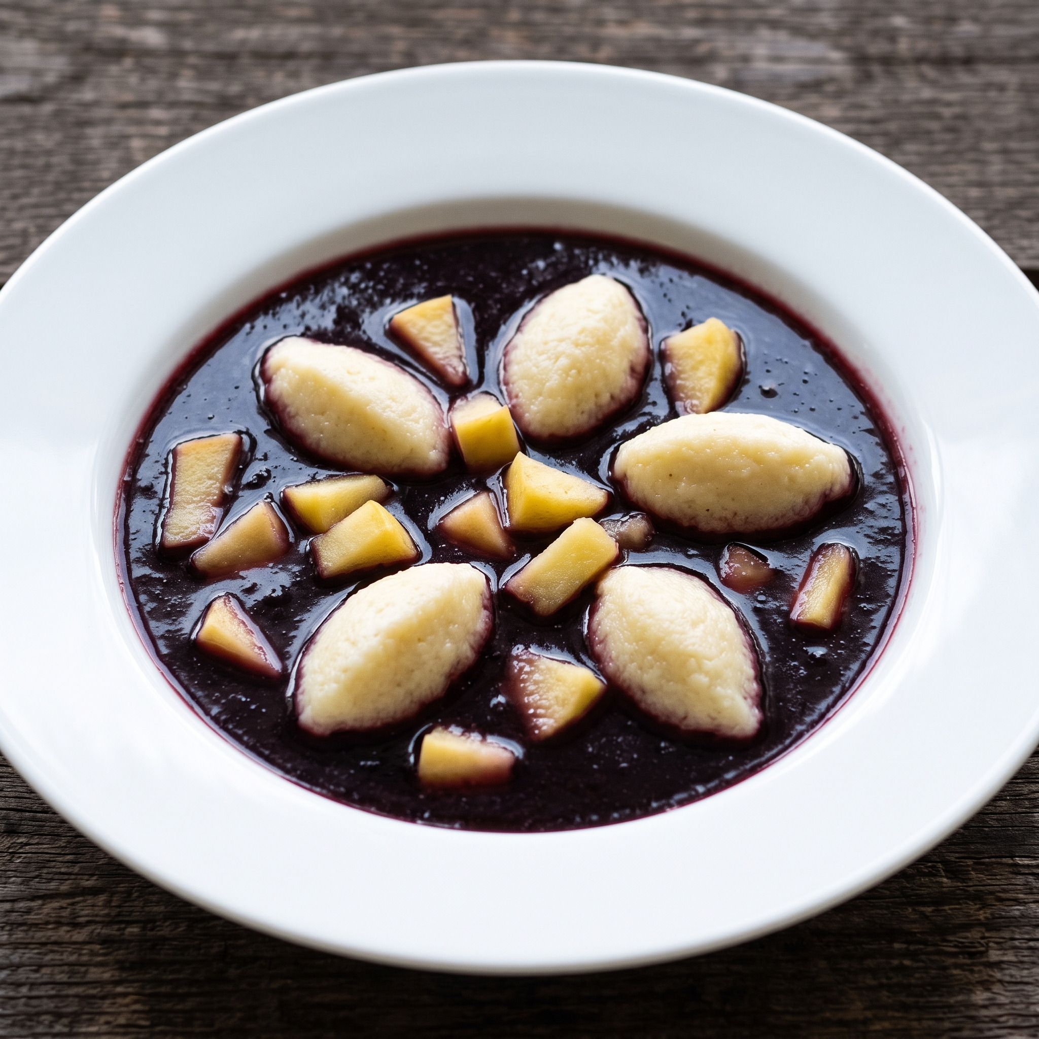 Fliederbeersuppe mit Grießklößchen