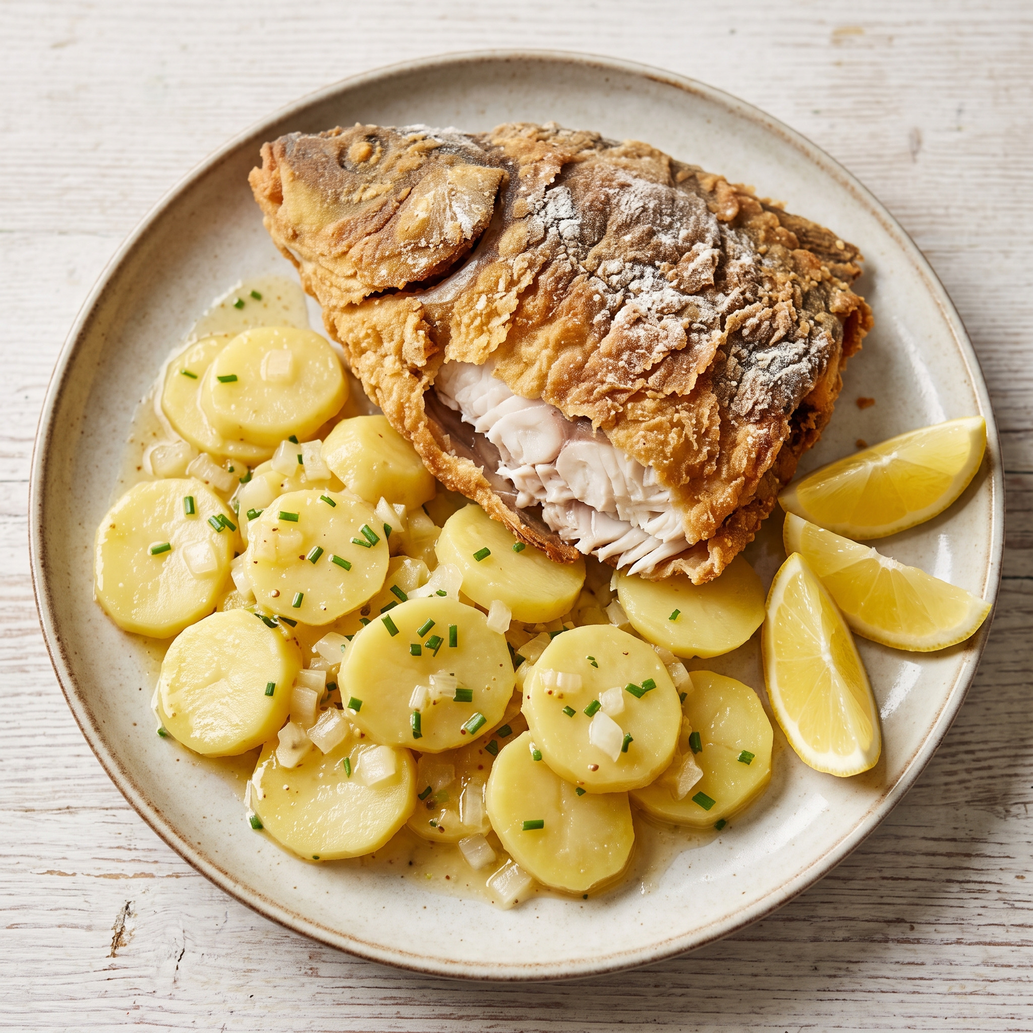 Gebackener Aischgründer Karpfen mit Kartoffelsalat