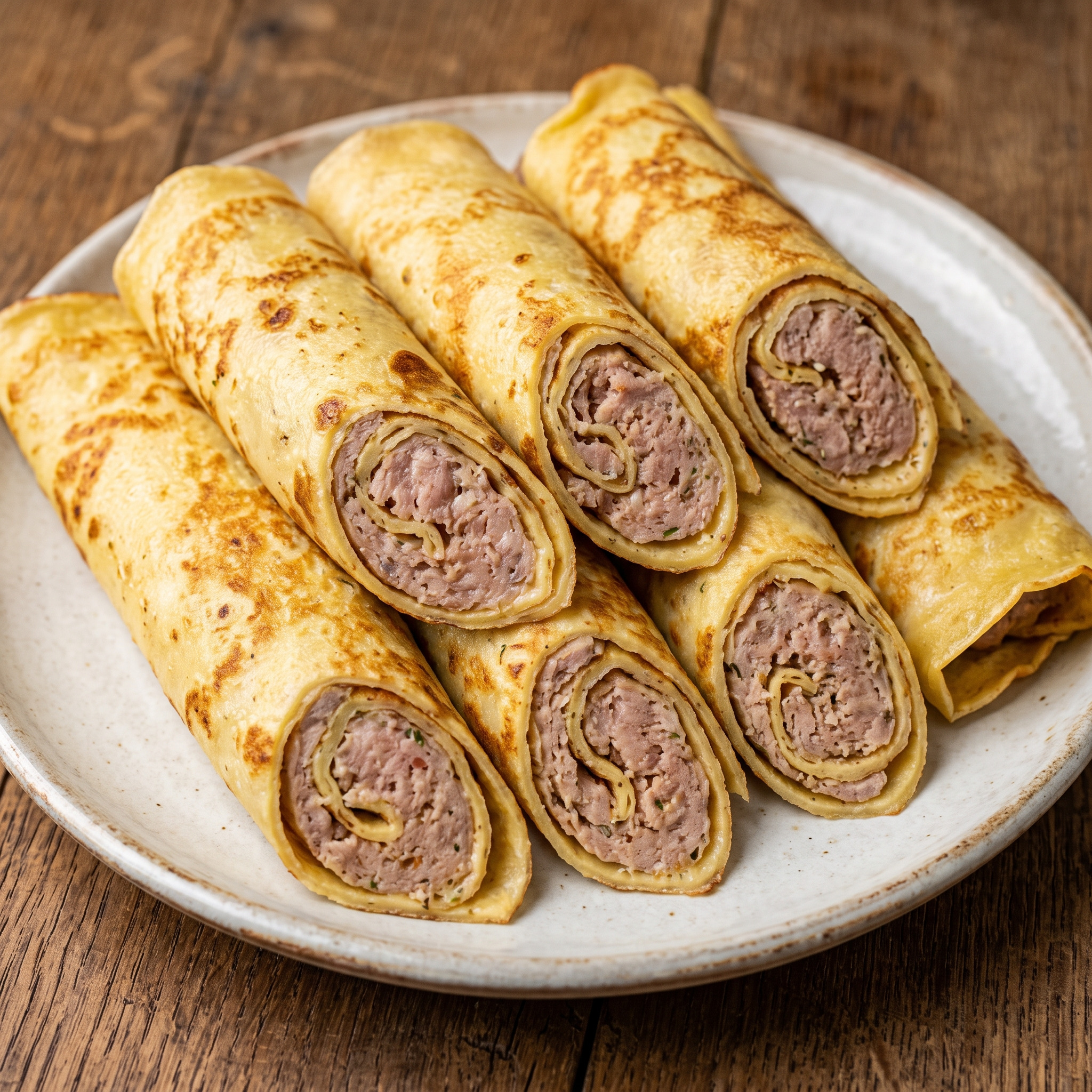 Gefüllte Fleischflädle mit Bratwurstbrät