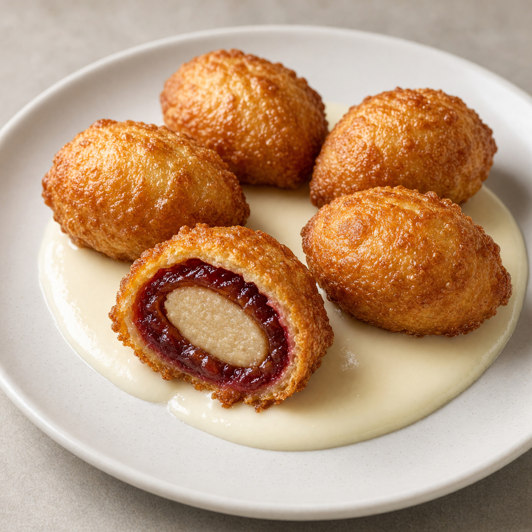 Goldbraune Zwetschgenbeignets