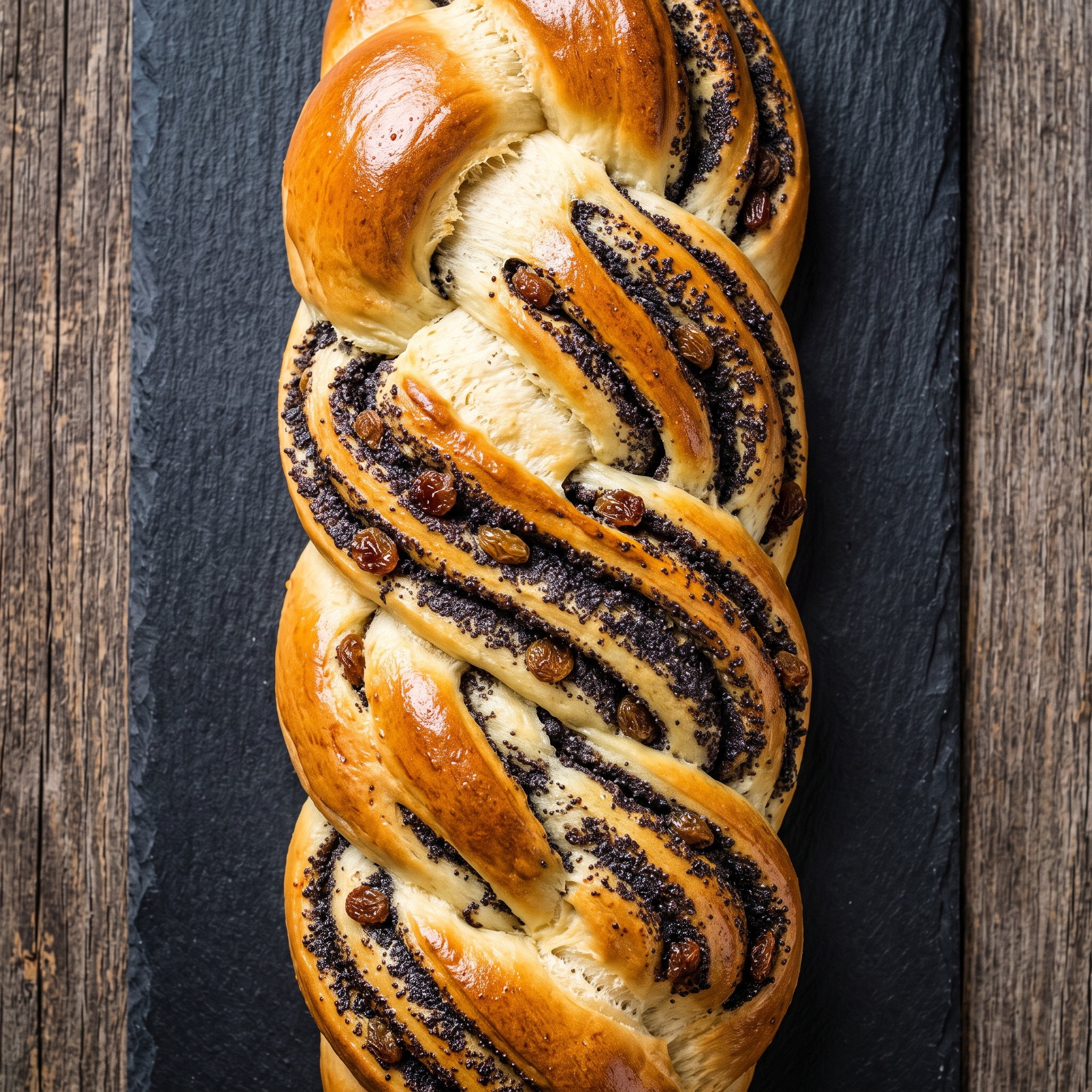 Goldbrauner Zopf mit saftiger Mohnfüllung