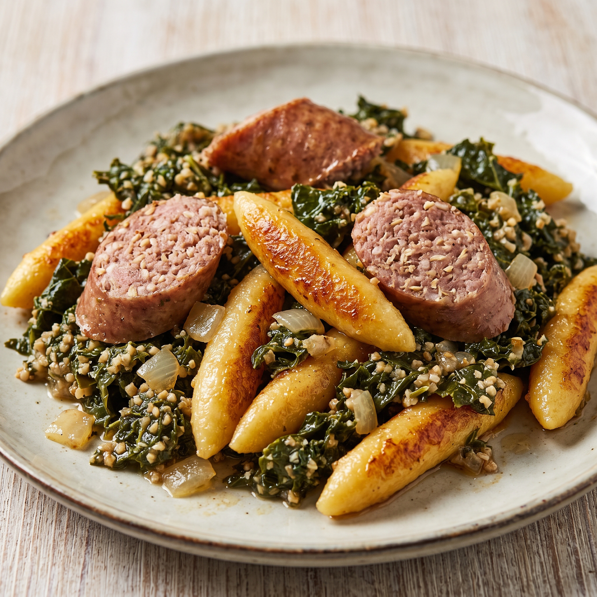 Grünkohl-Schupfnudeln mit Pinkel