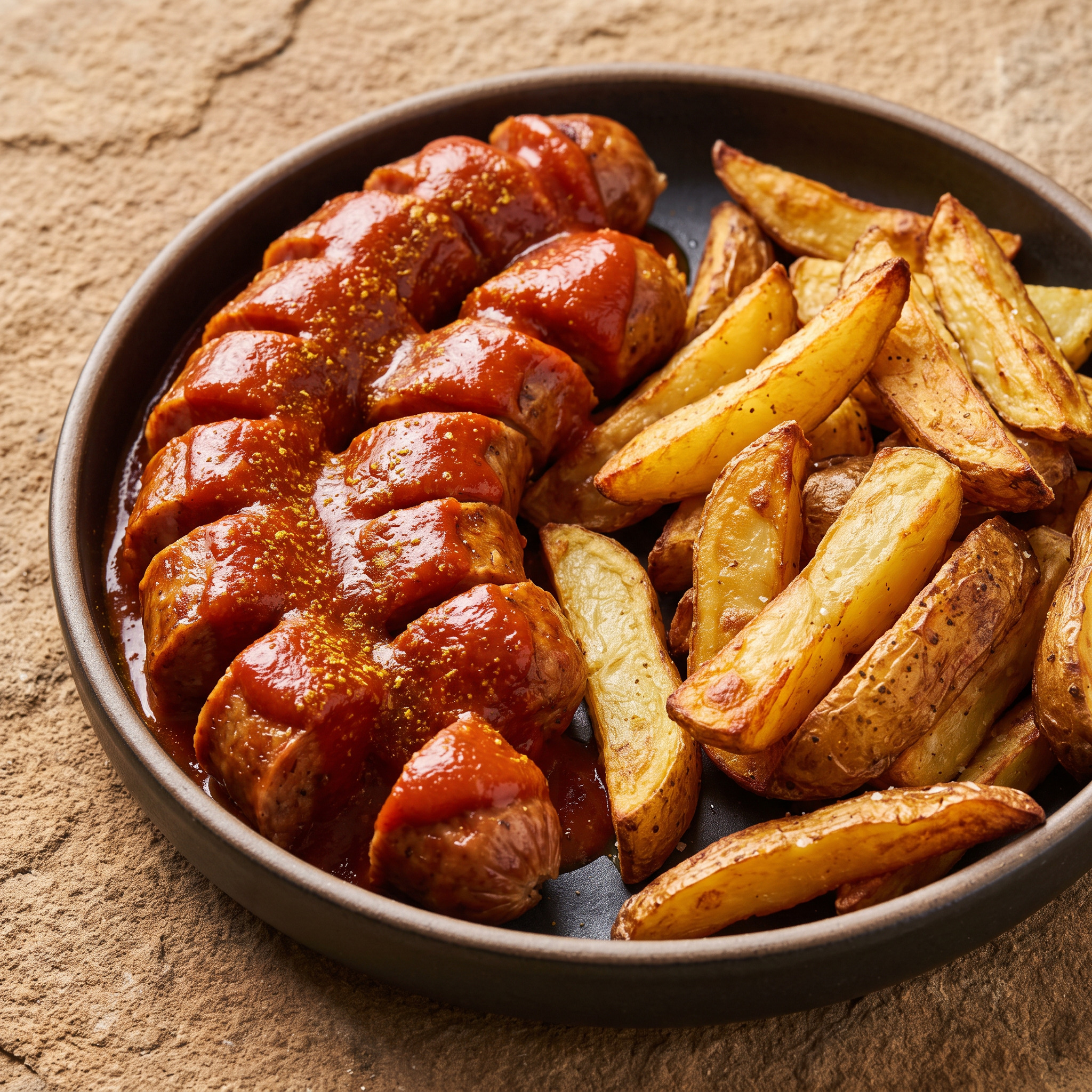 Hamburger Currywurst mit Ofenpommes