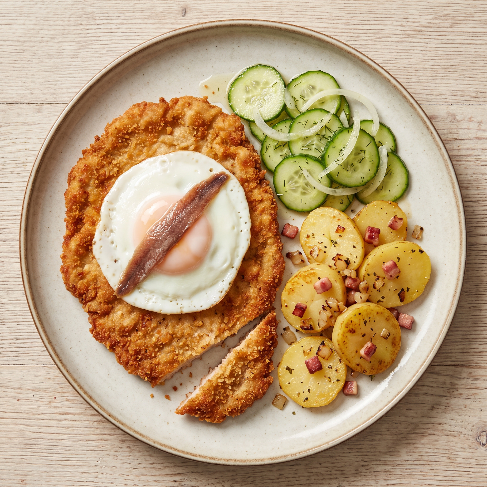 Hamburger Schnitzel mit Spiegelei