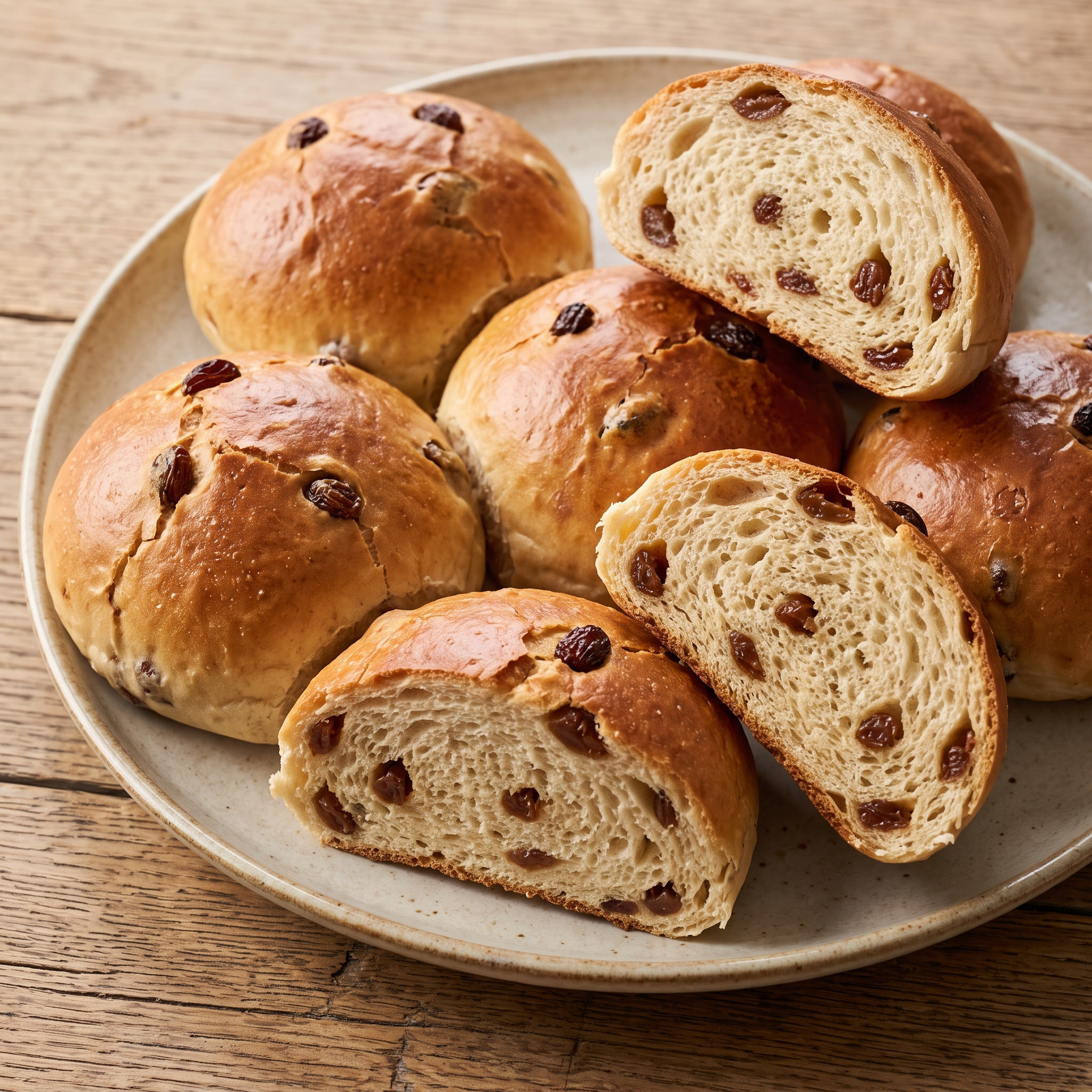Heiße Wecken mit Rosinen