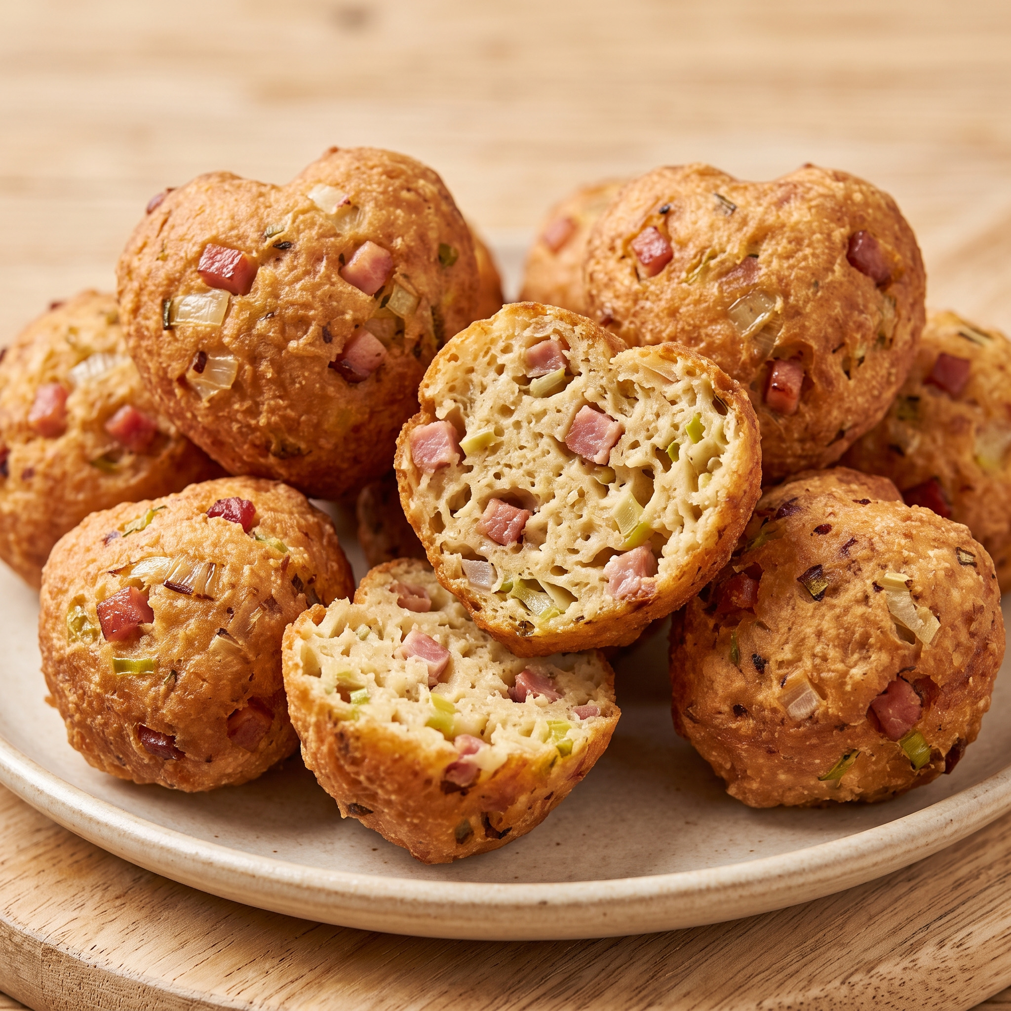 Herzhafte Brandteigkrapfen mit Speck und Zwiebeln