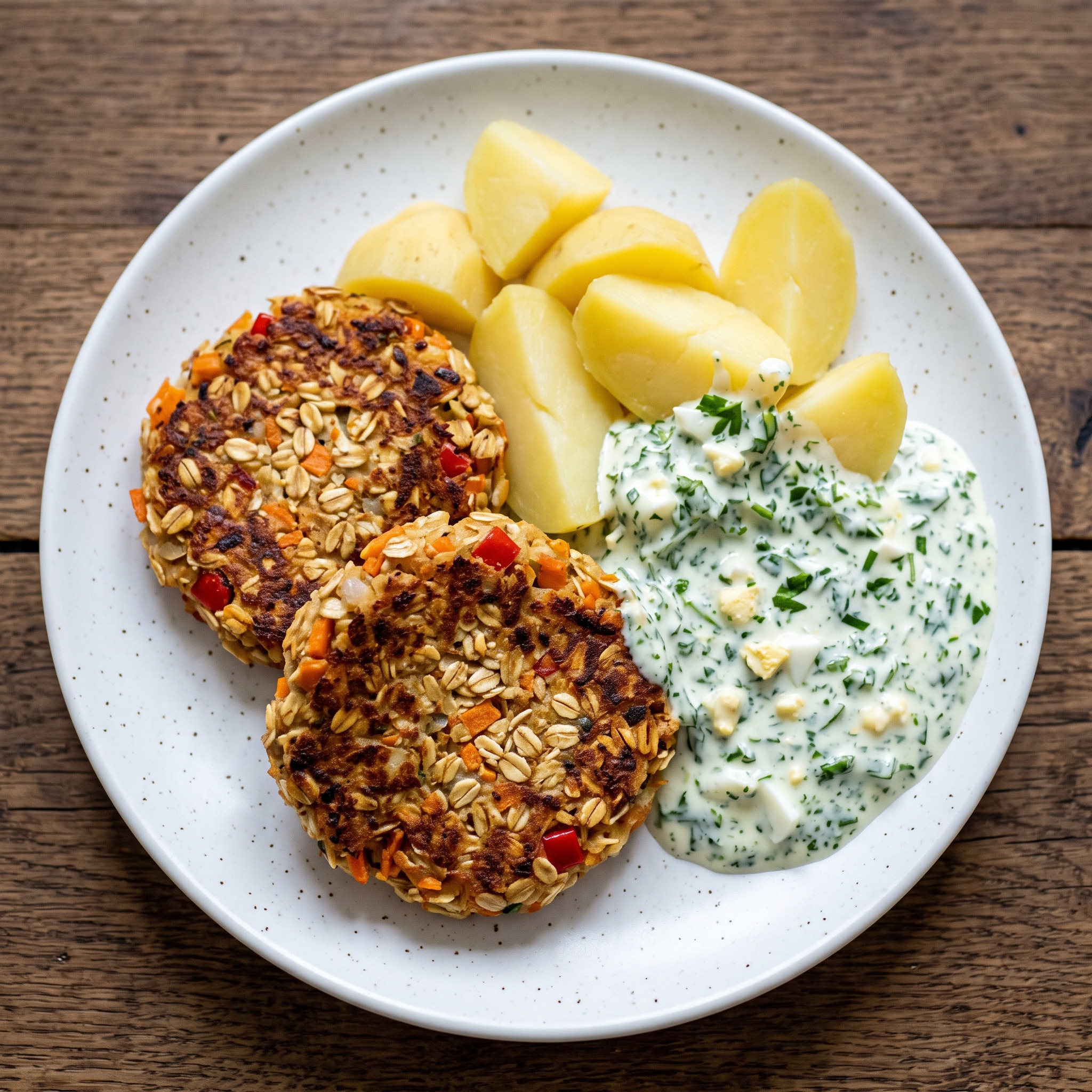 Hessische Hafer-Gemüsebratlinge mit Grüner Soße