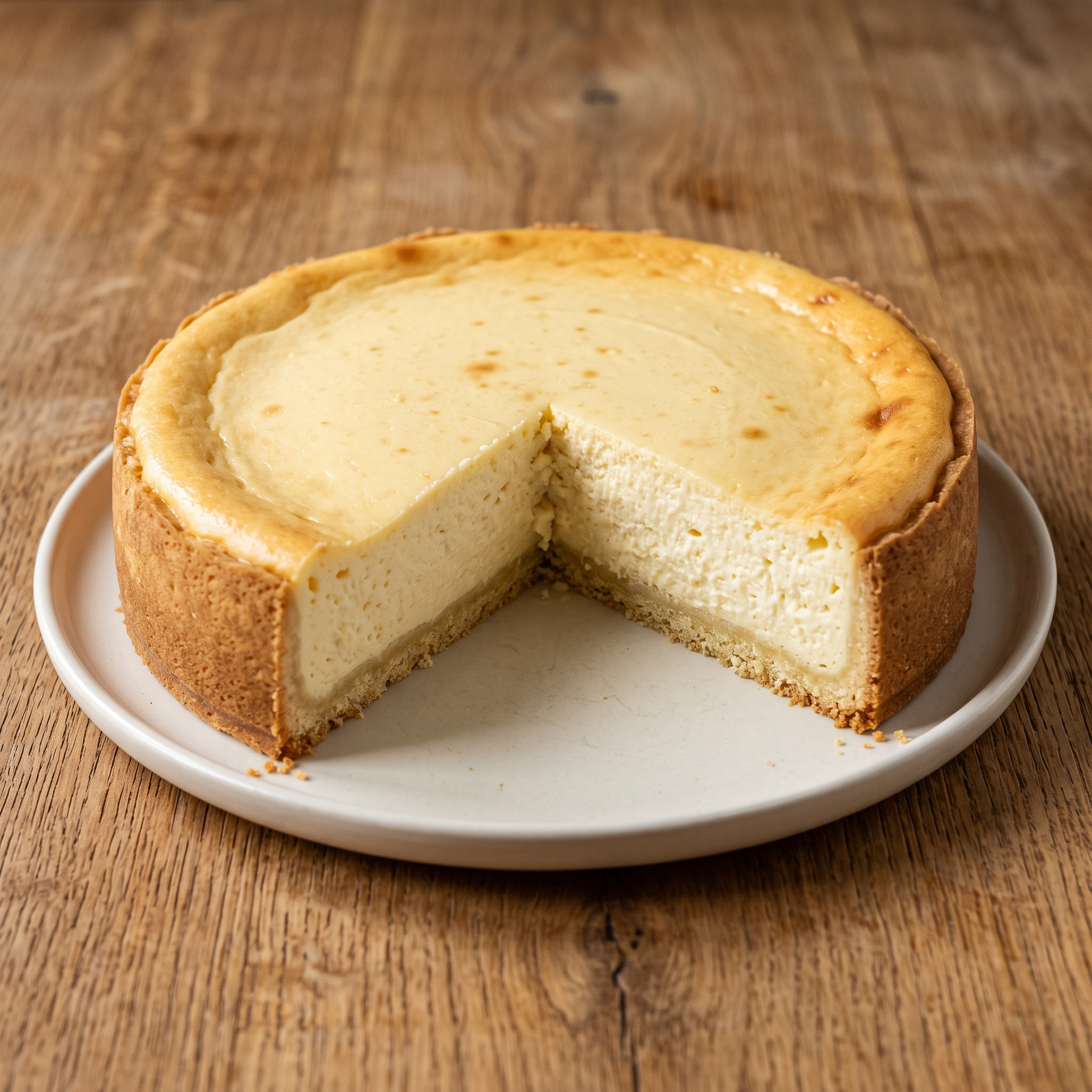Käsekuchen mit Mürbeteigboden