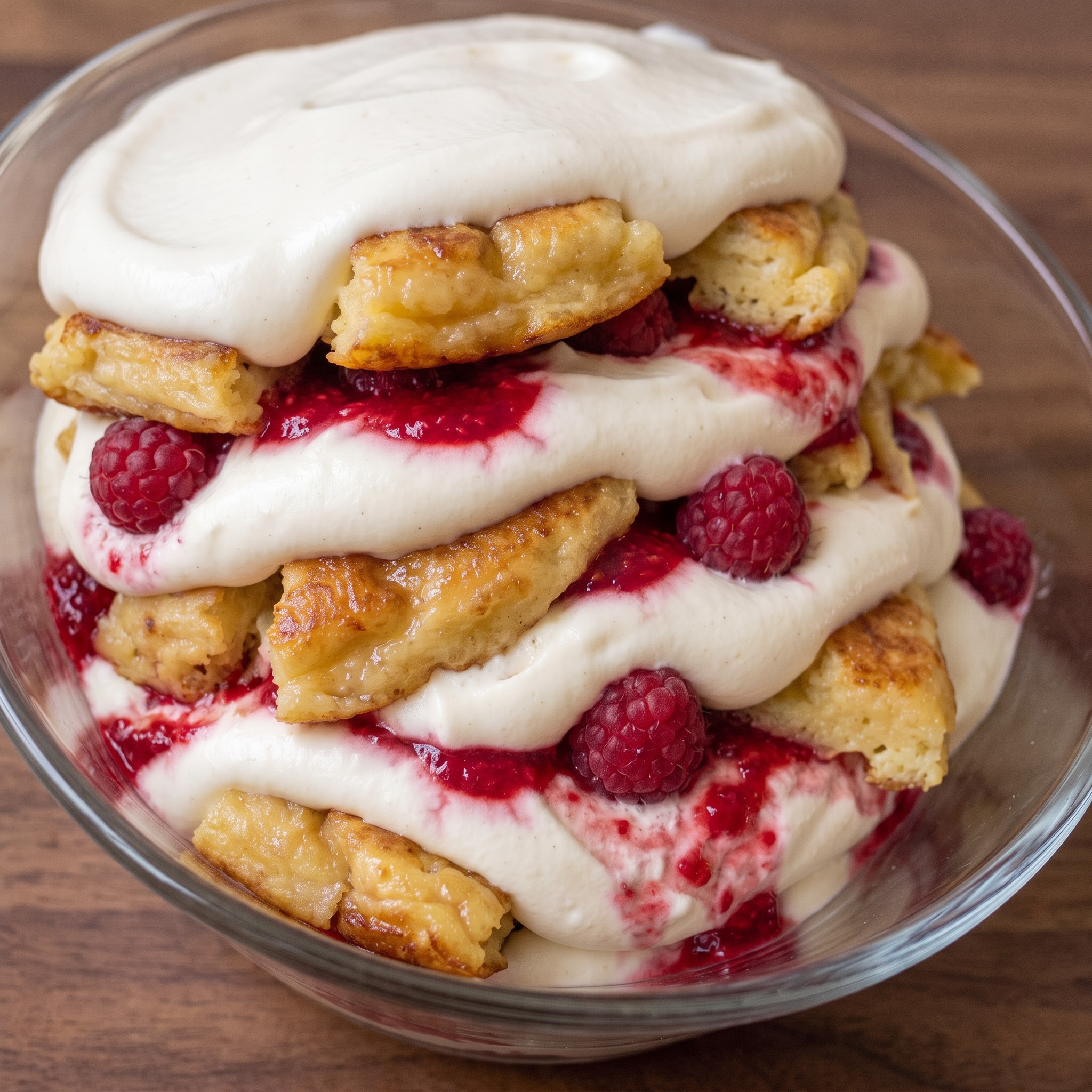 Goldbrauner Schmarrn trifft Vanille und Himbeere