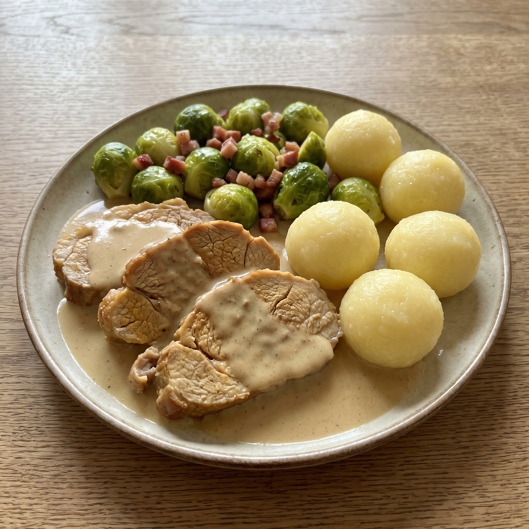 Kalbsrahmbraten mit Kartoffelklößen