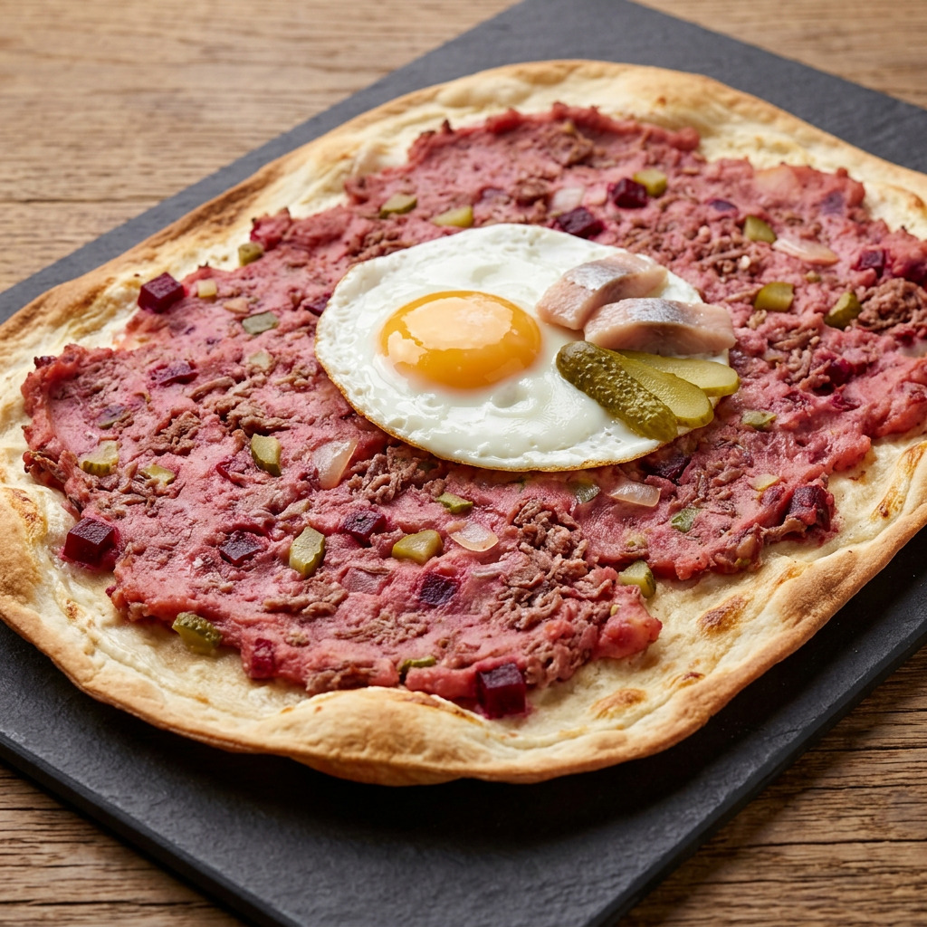 Labskaus-Flammkuchen aus Hamburg
