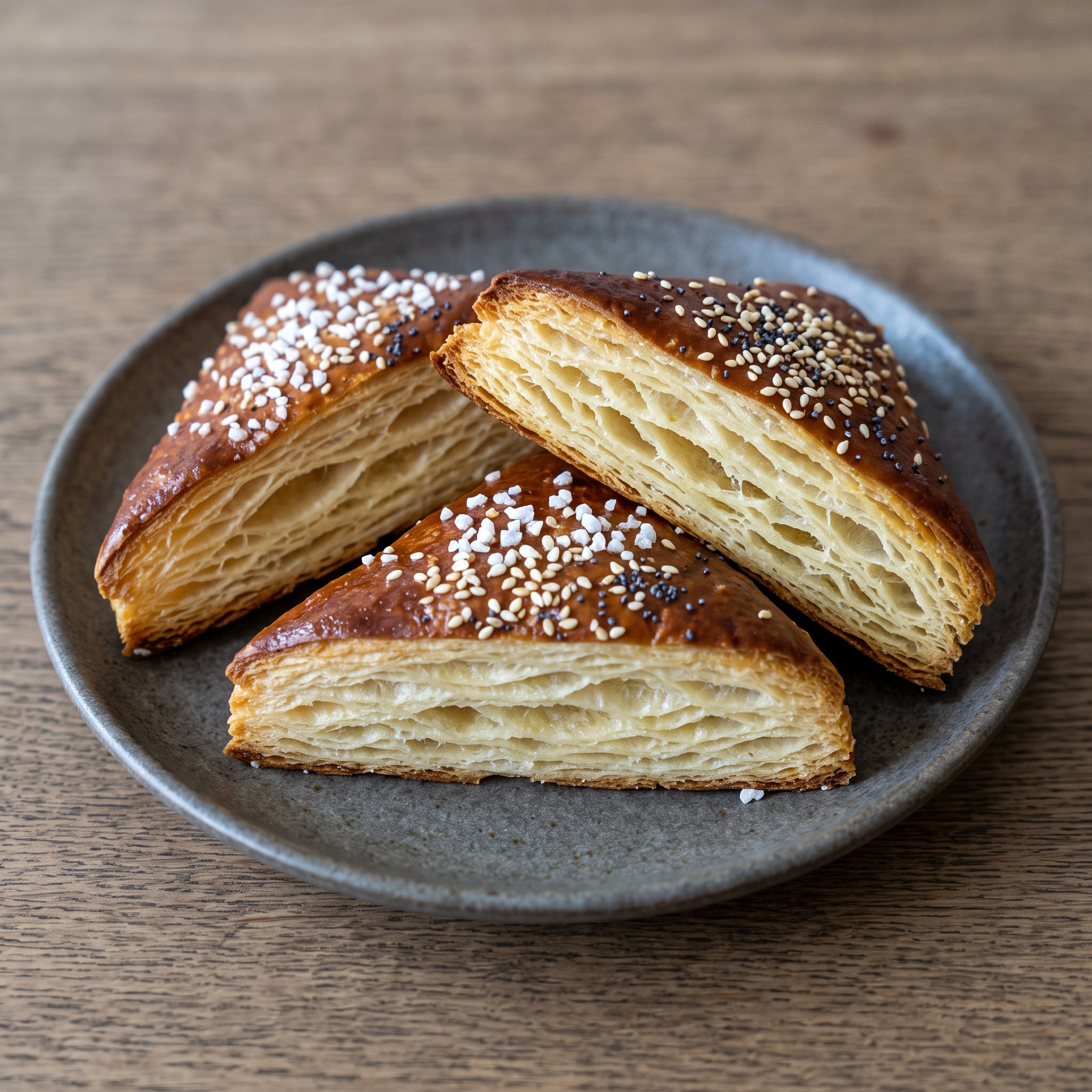Hamburger Laugengebäck | Laugenecken aus Butterplunderteig | Buttrige Schichten, knusprige Laugenkruste und ein zarter, luftiger Kern.