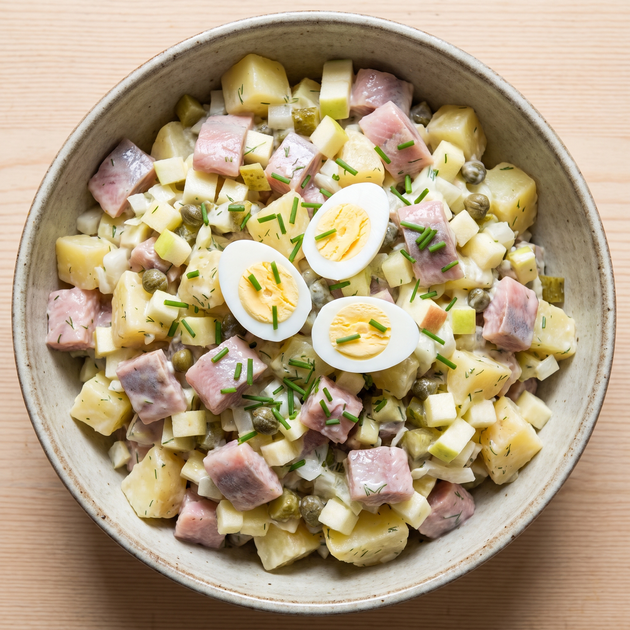 Sättigender Salat · Niedersachsen | Matjessalat mit Apfel und Kartoffeln | Cremig und herzhaft, mit zartem Matjes und festkochenden Kartoffeln