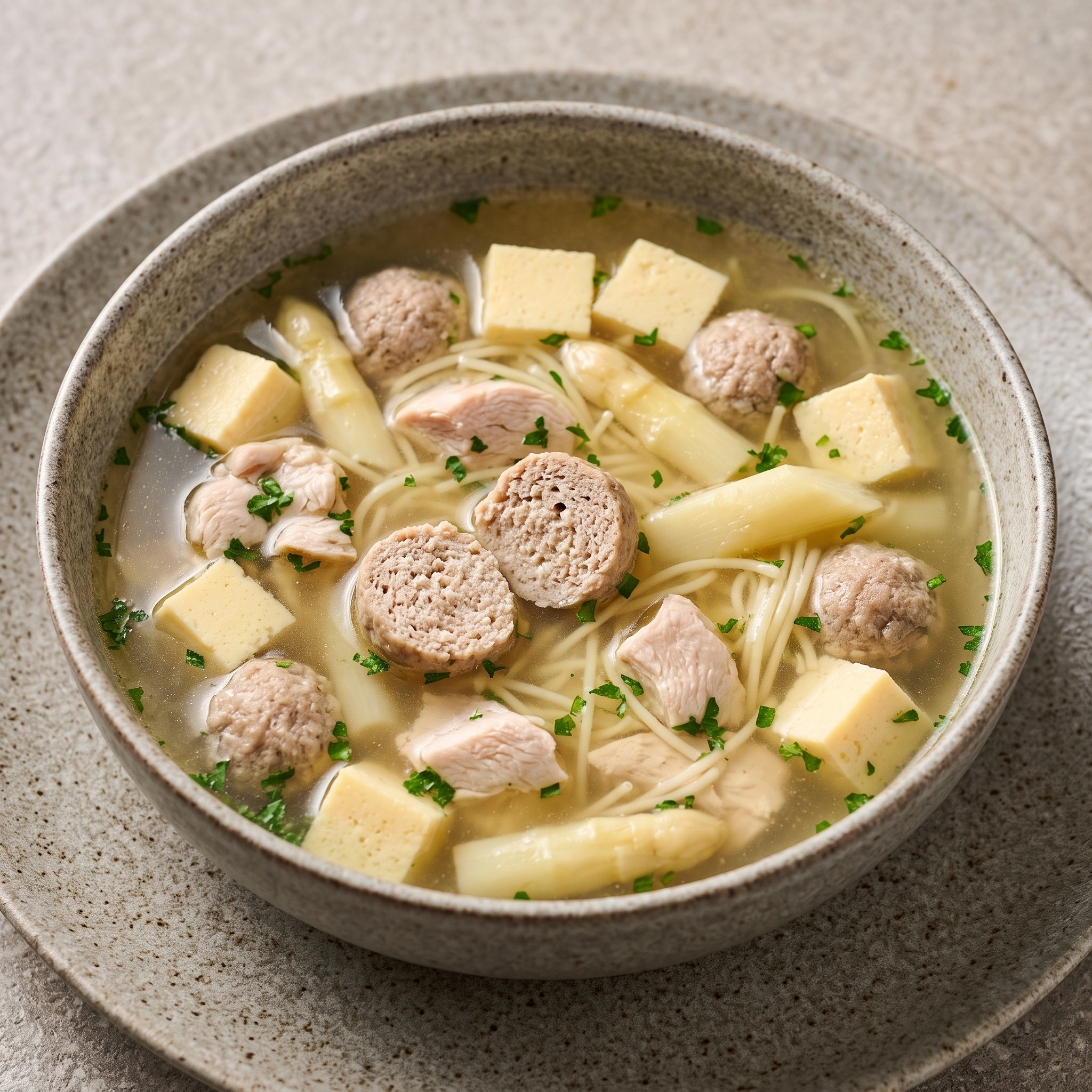 Niedersächsische Hochzeitssuppe mit Hühnerfleisch