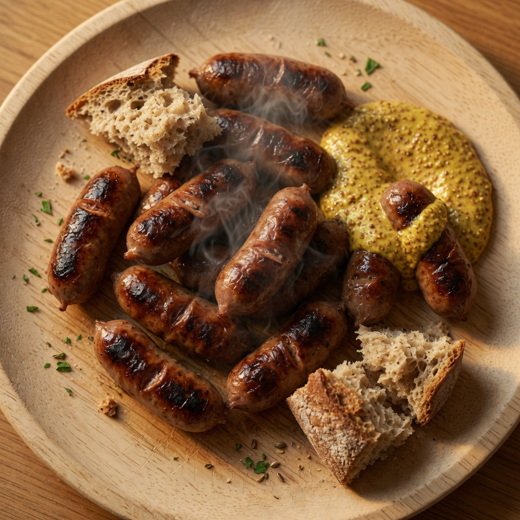 Nürnberger Rostbratwürste mit feiner Senfnote
