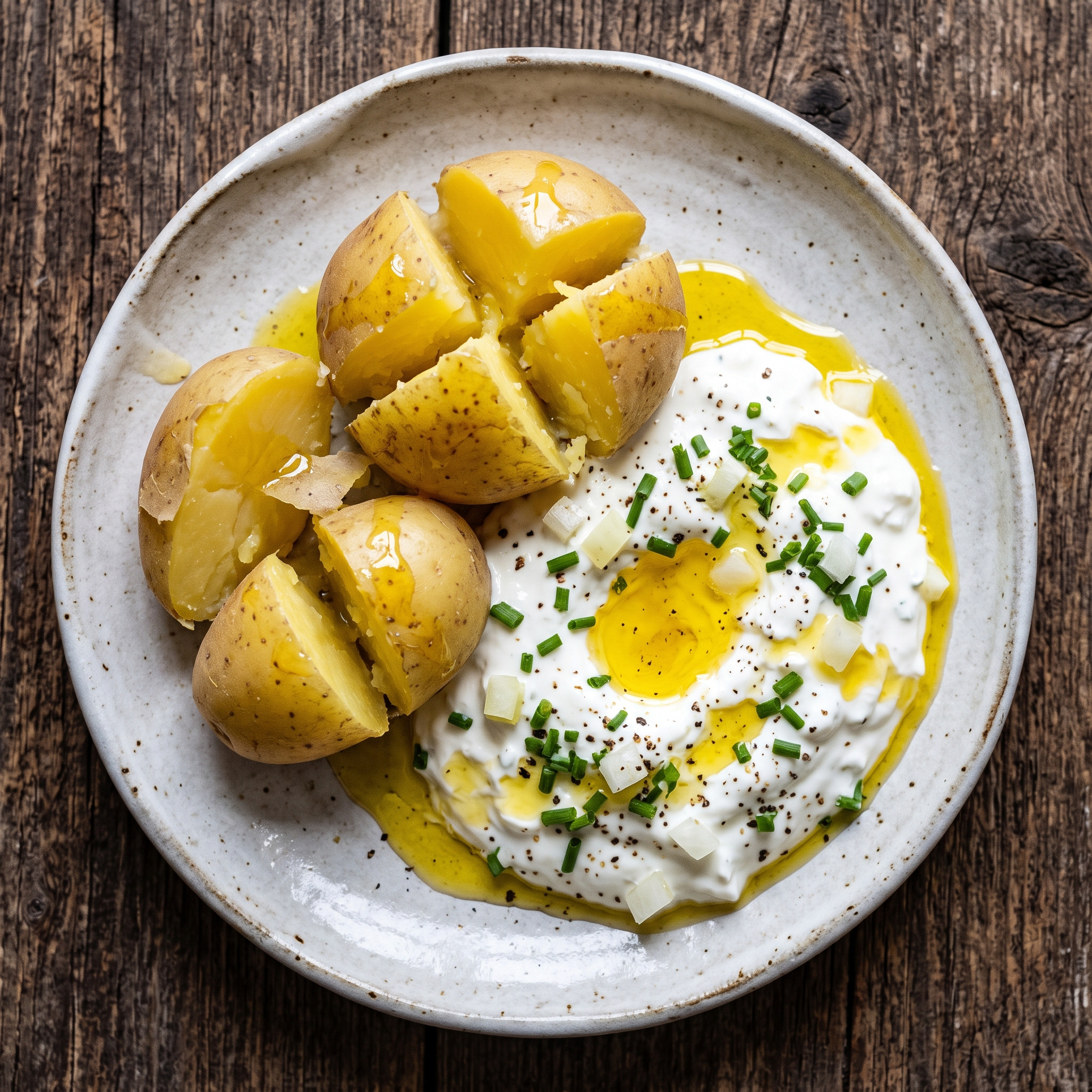 Pellkartoffeln mit Quark und Leinöl