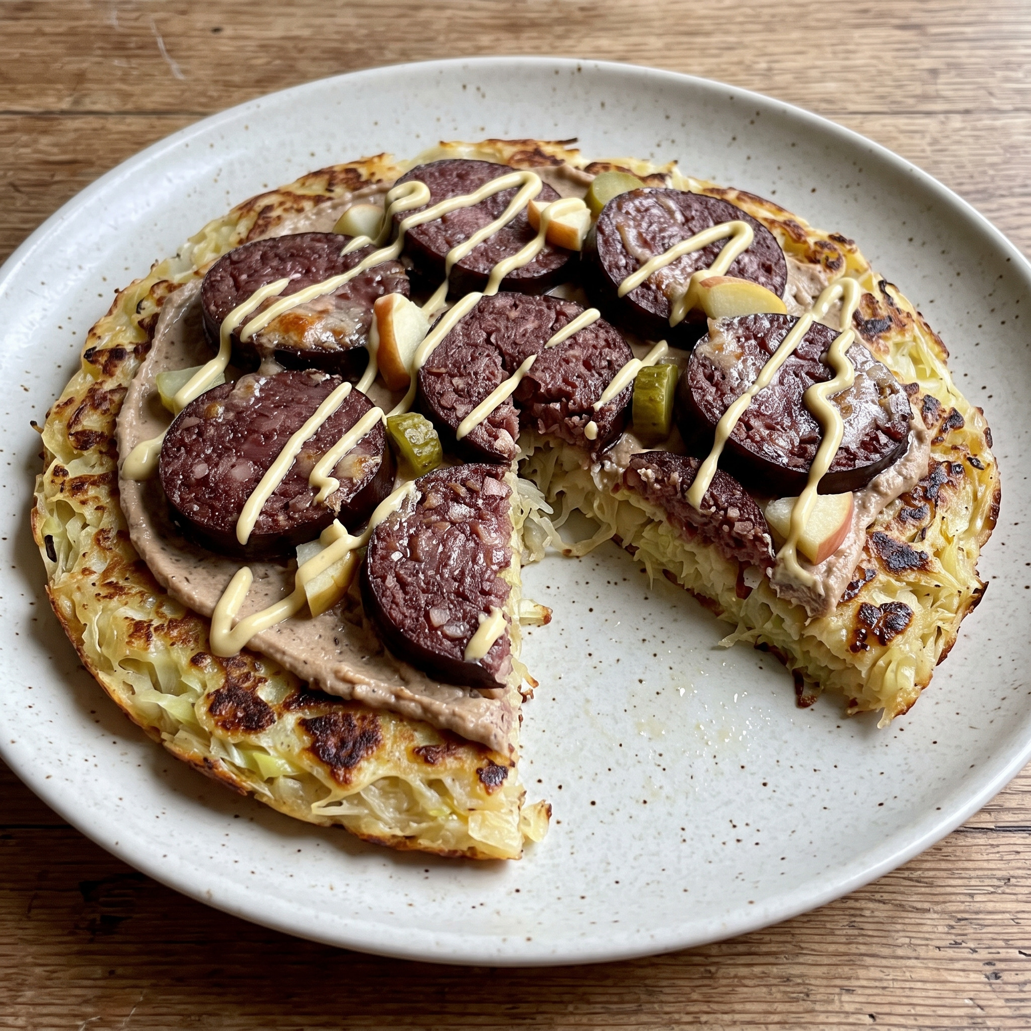 Pfälzer Sauerkrautpfannkuchen mit Leber- und Blutwurst