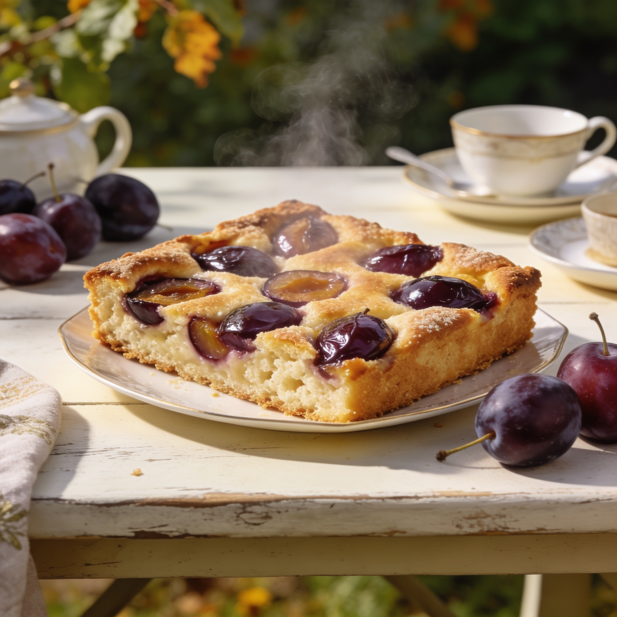 Ein Stück Pfälzer Zwetschgenkuchen bringt Spätsommer auf den Kaffeetisch