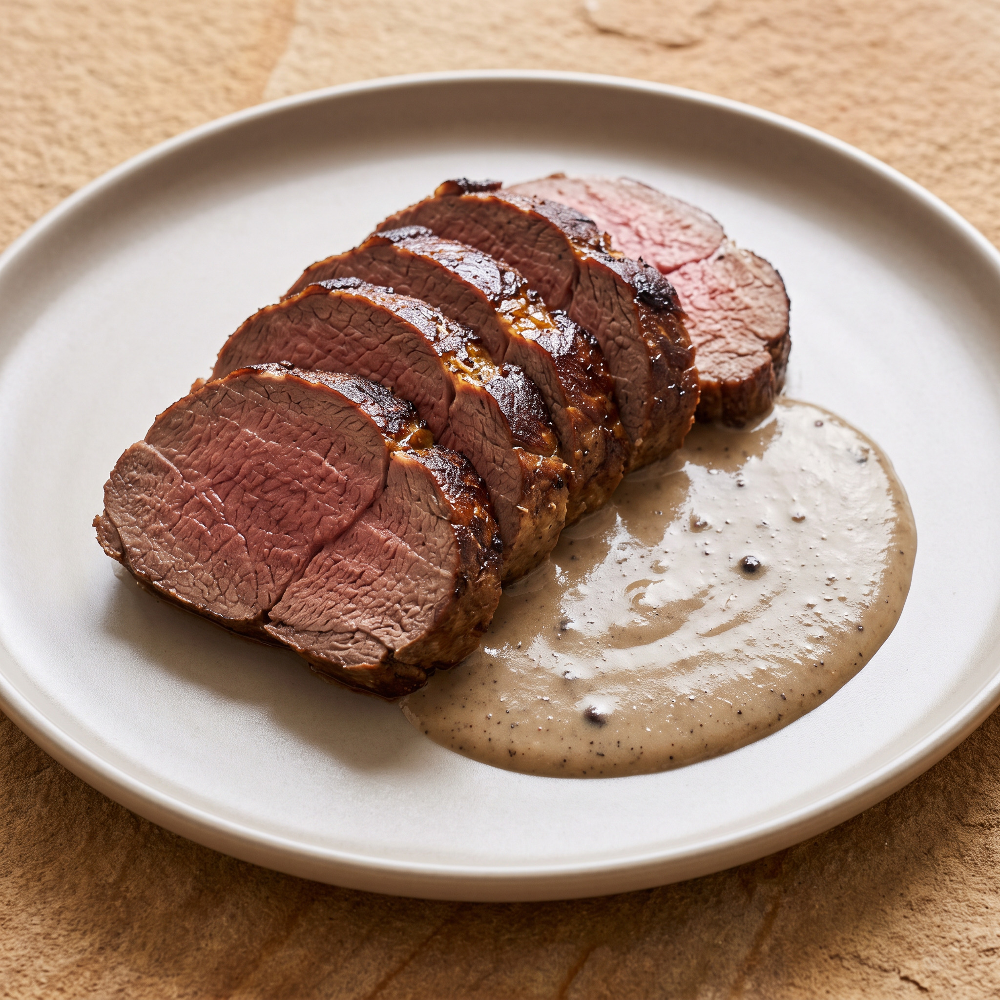 Rehbraten mit Wacholderrahmsauce
