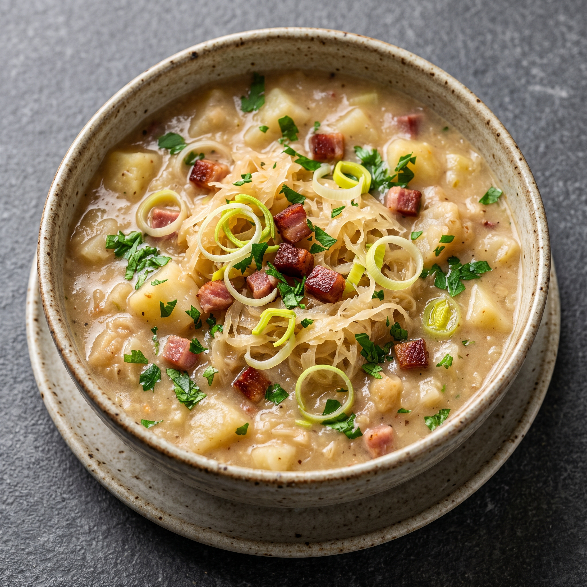Rhöner Kartoffelsuppe mit Sauerkraut