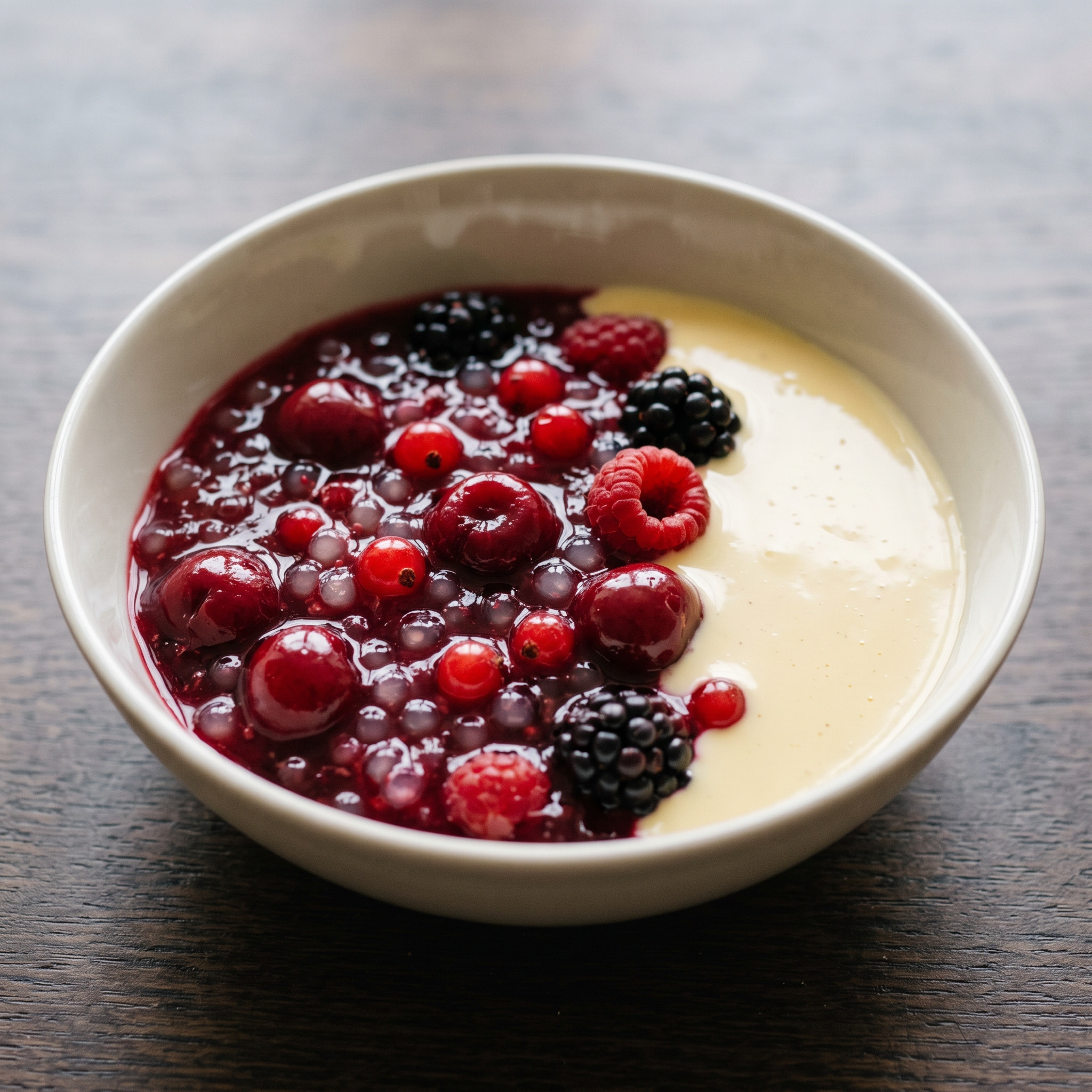 Rote Grütze mit Beeren und Perlsago