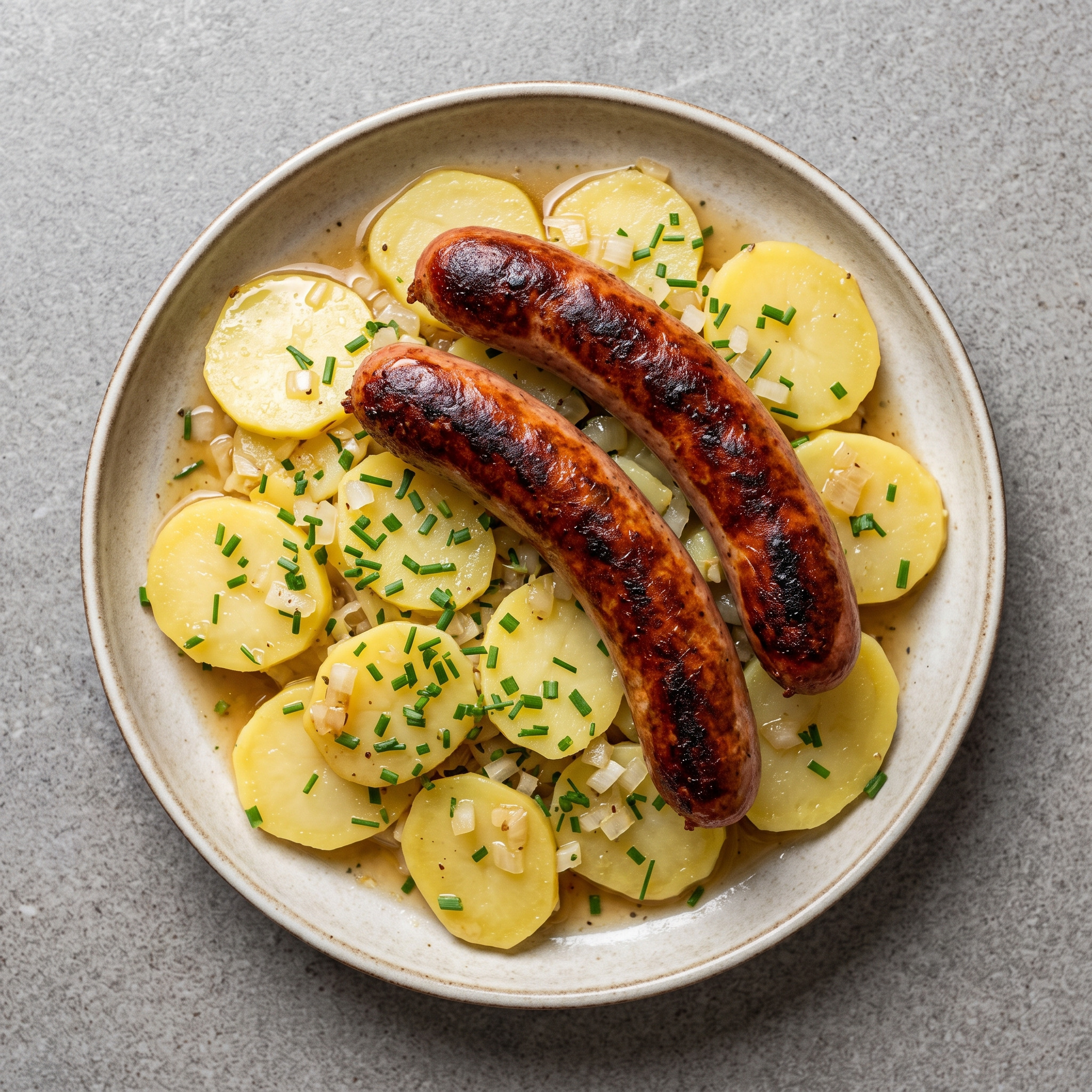 Rote Wurst mit schwäbischem Kartoffelsalat