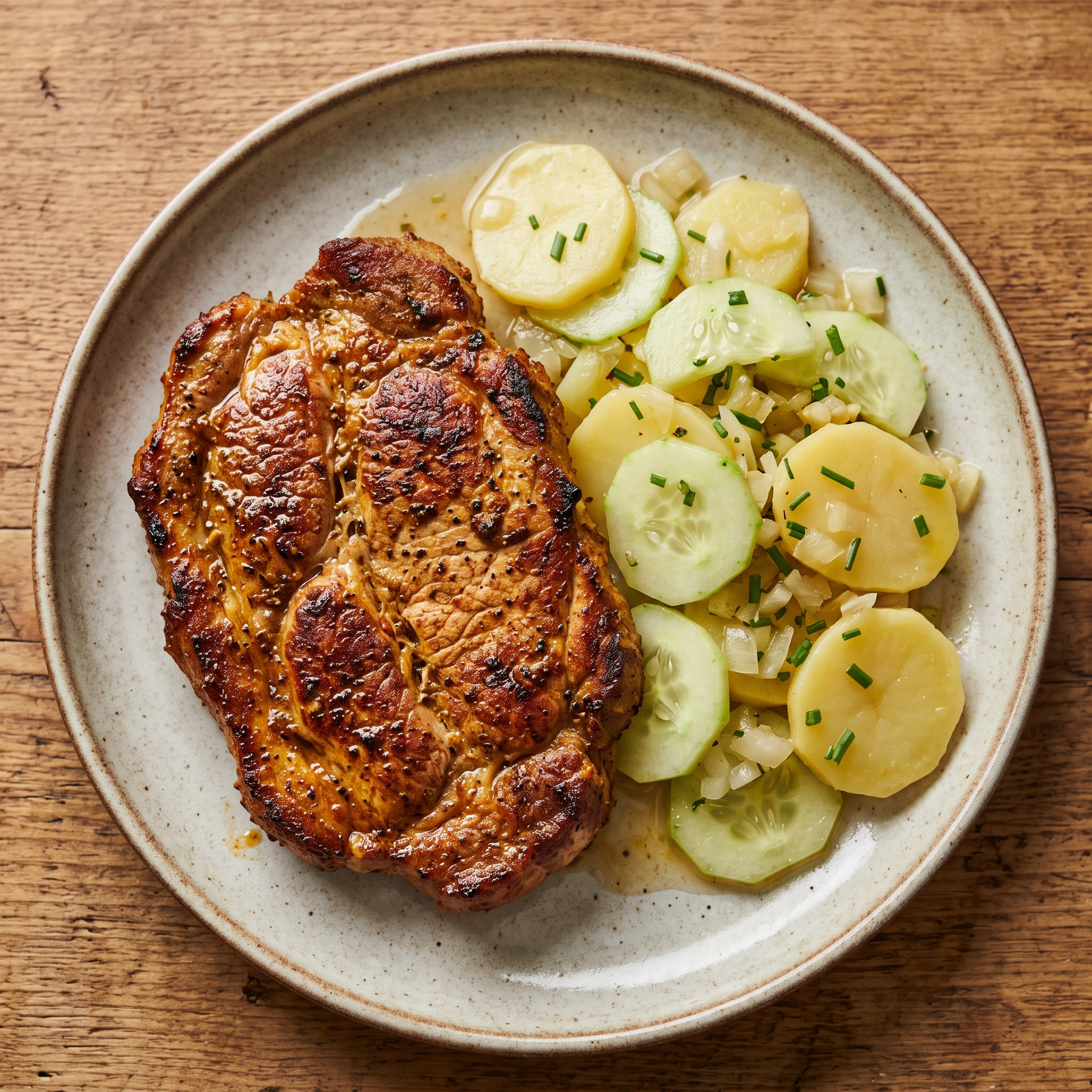 Saarländischer Schwenkbraten mit Kartoffel-Gurkensalat