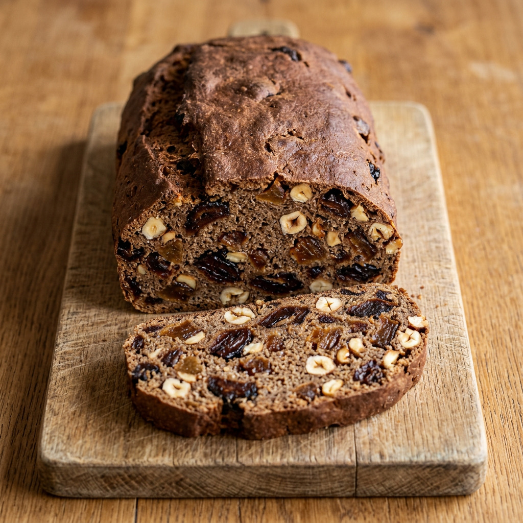 Saarländisches Klötzenbrot mit Dörrbirnen, Dörrpflaumen und Haselnüssen