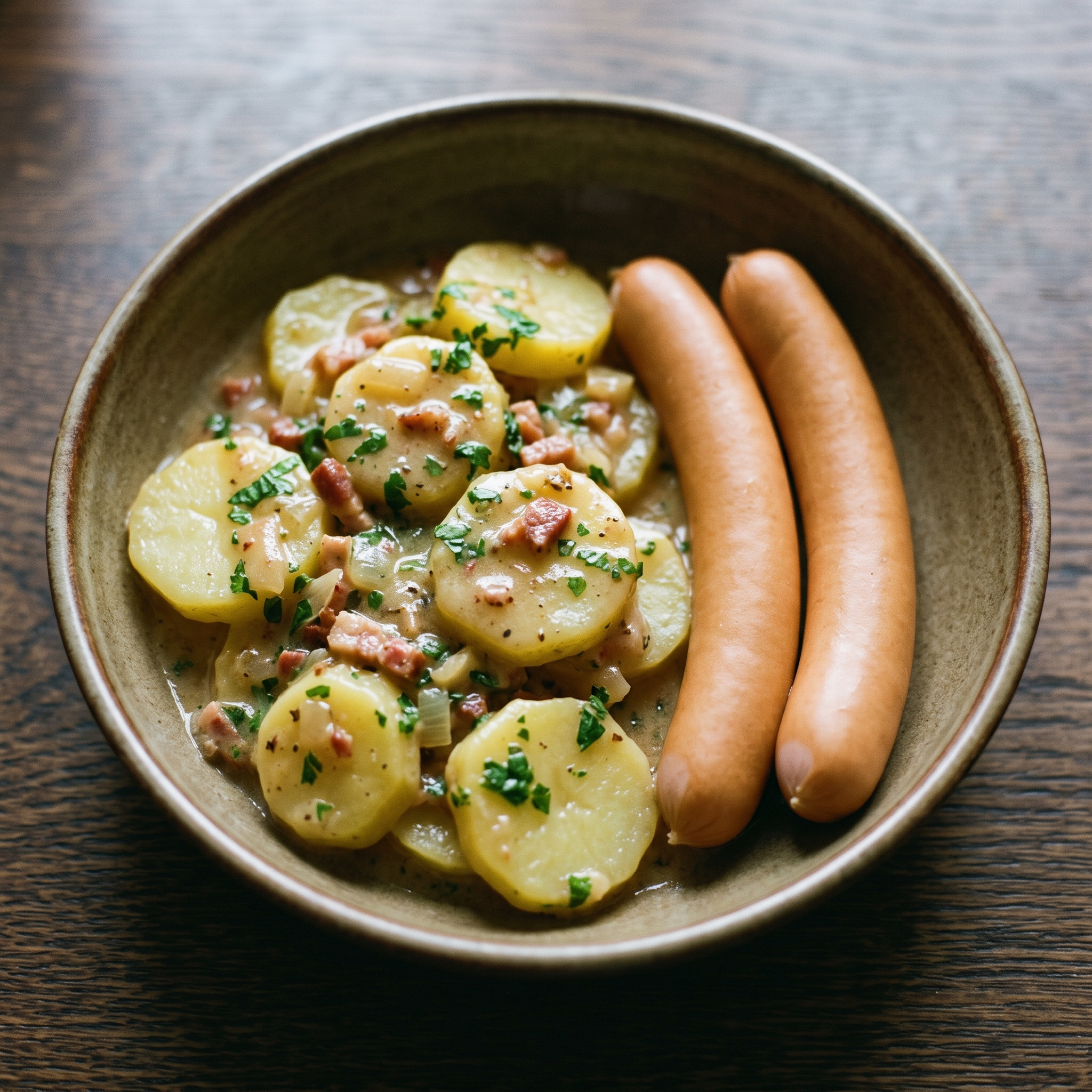 Saures Kartoffelgemüse mit Frankfurter Rindswürstchen
