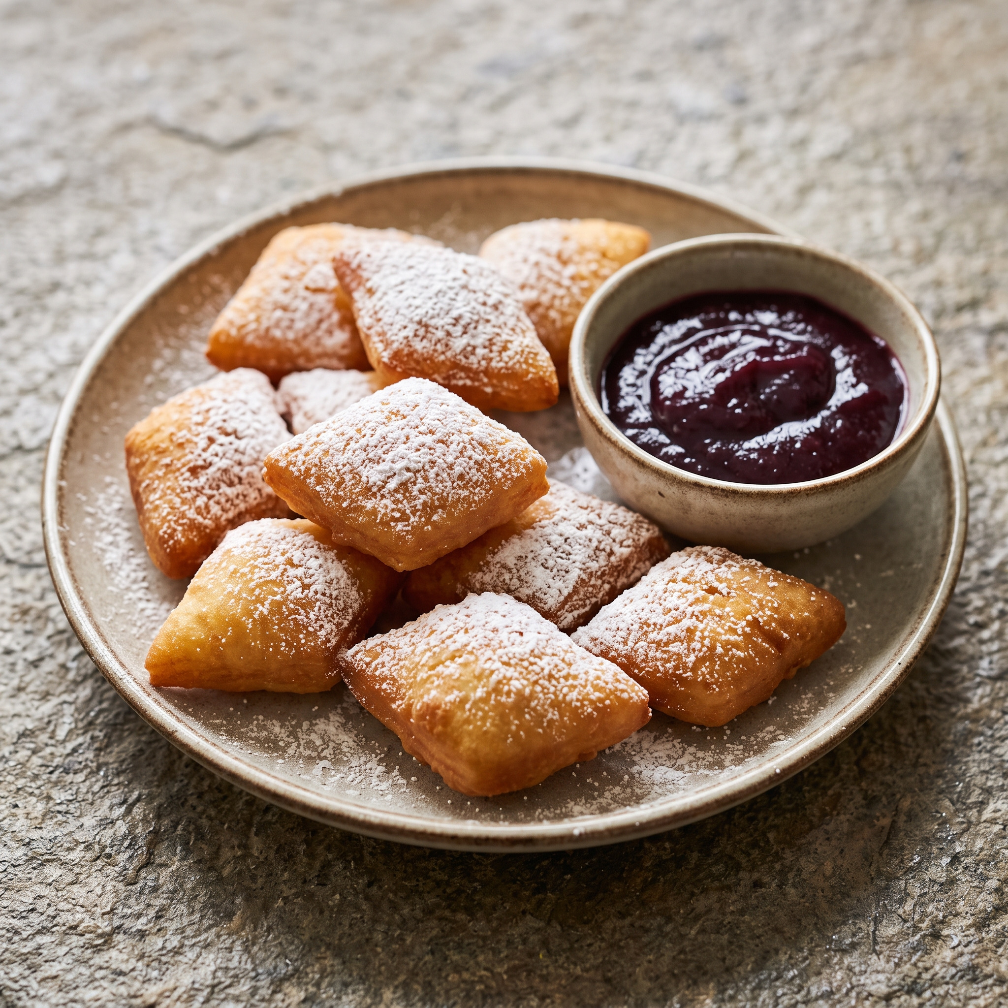 Schmalzkuchen mit Pflaumenmus