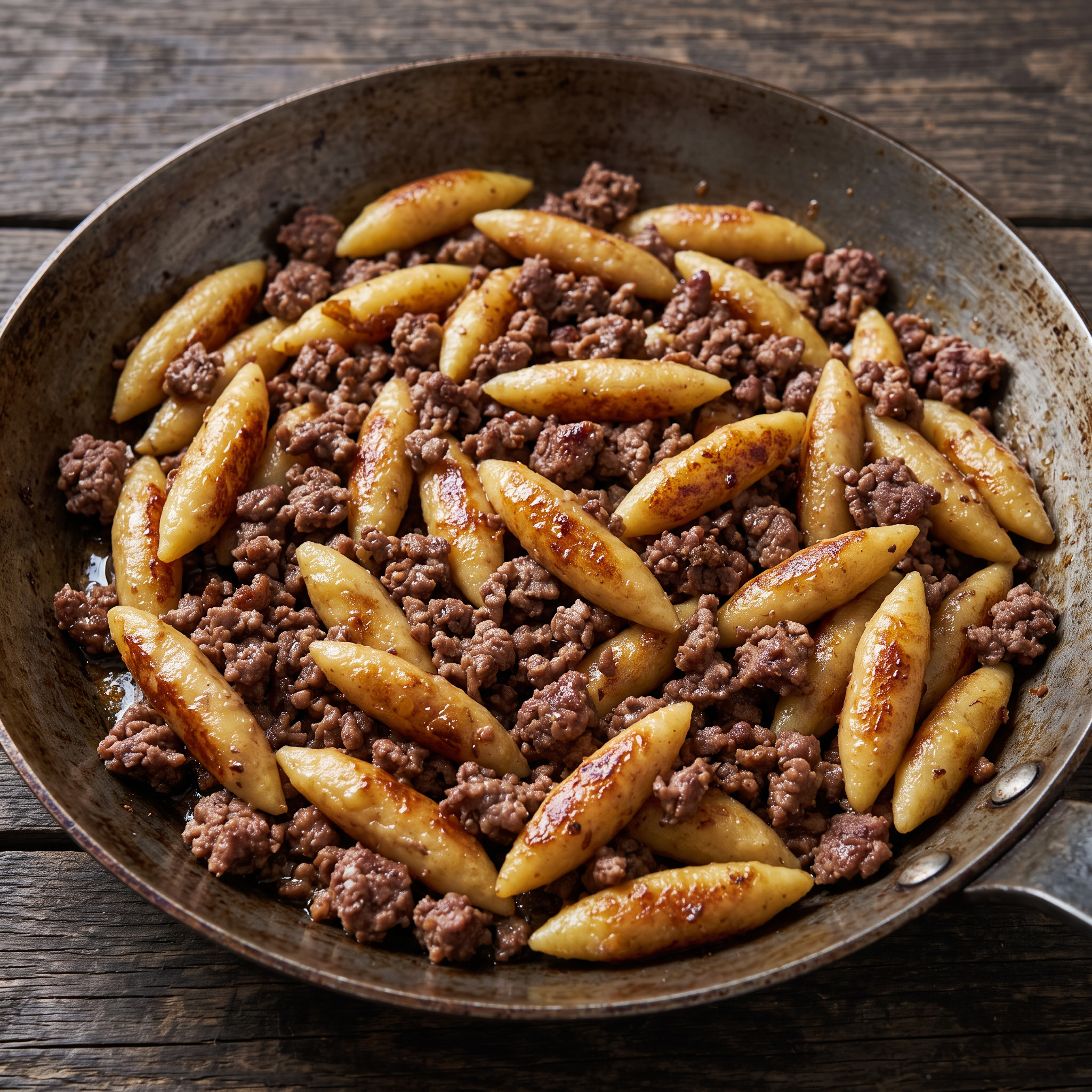 Schupfnudelpfanne mit Reh-Hack