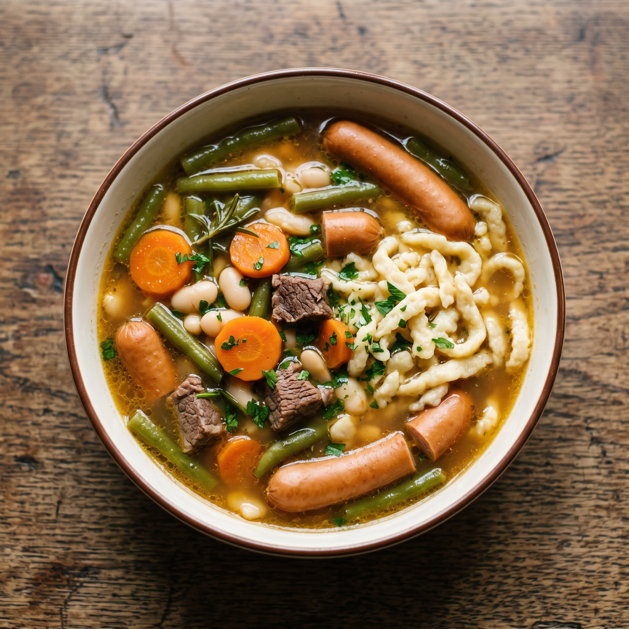 Schwäbische Bohnensuppe mit Spätzle