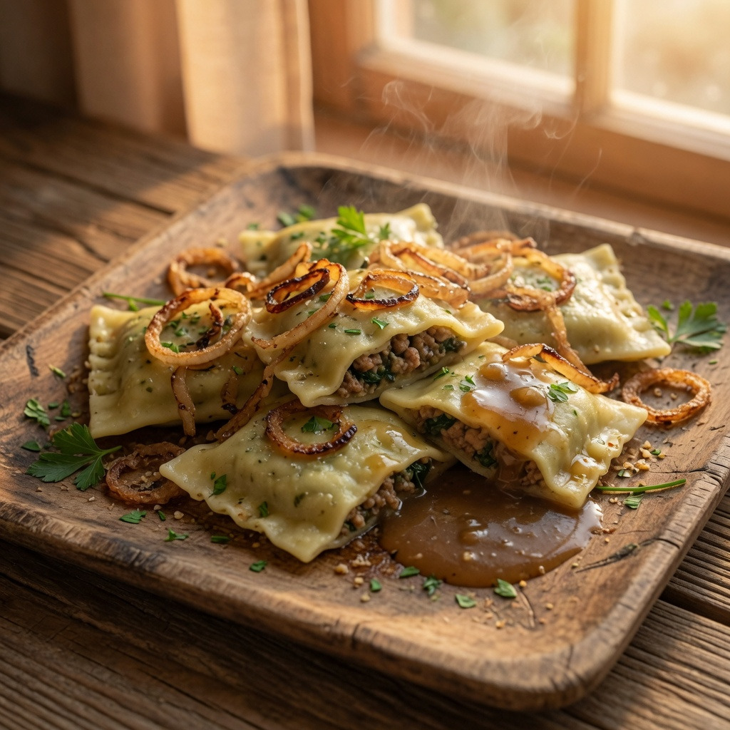 Schwäbische Maultaschen mit kräftiger Füllung