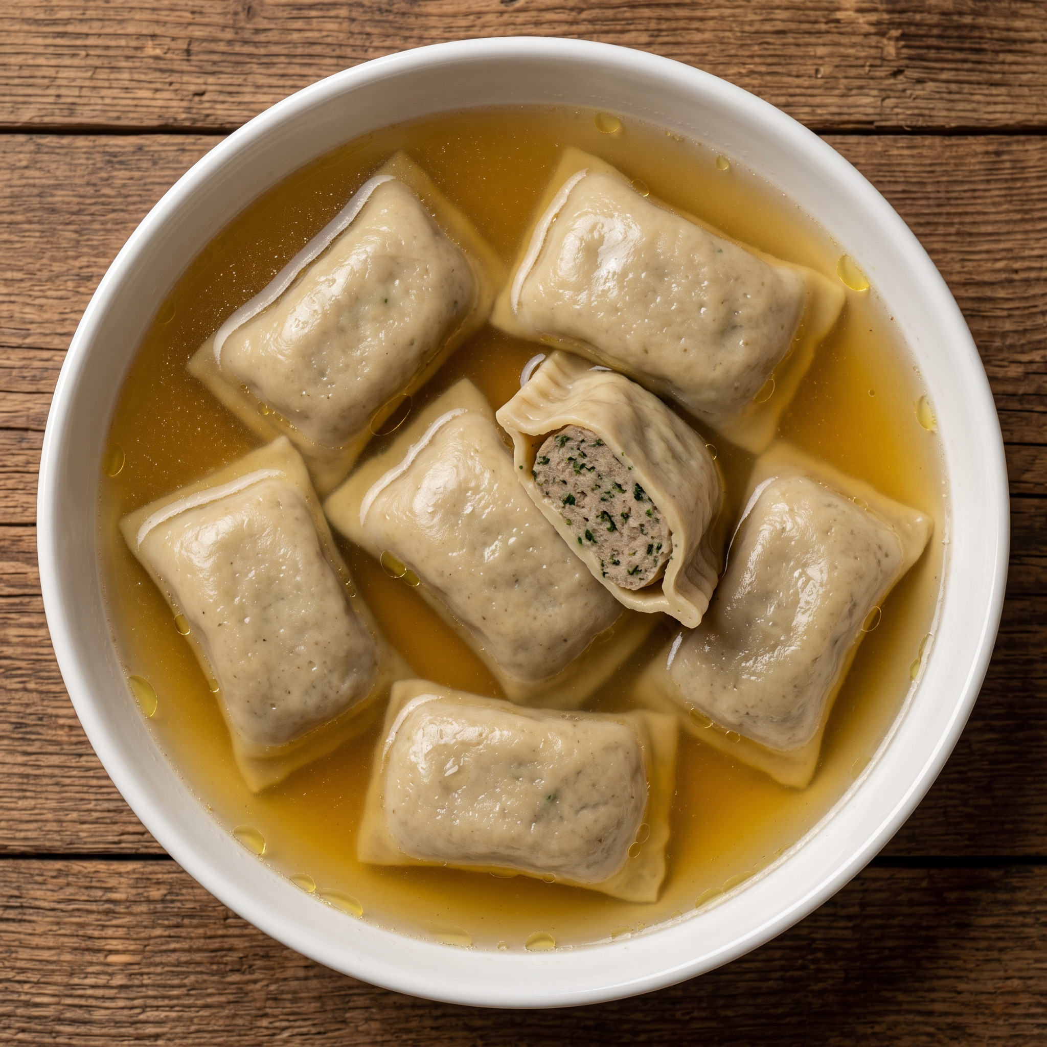 Schwäbische Maultaschensuppe mit Spinat-Brät-Füllung