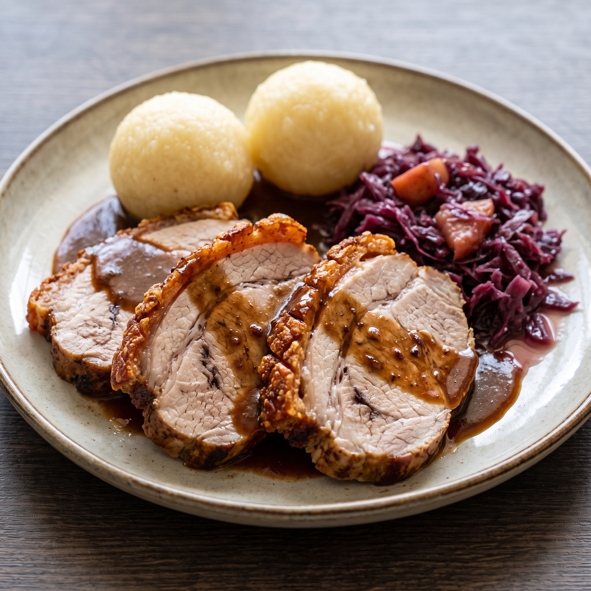Schweinekrustenbraten mit Dunkelbiersoße