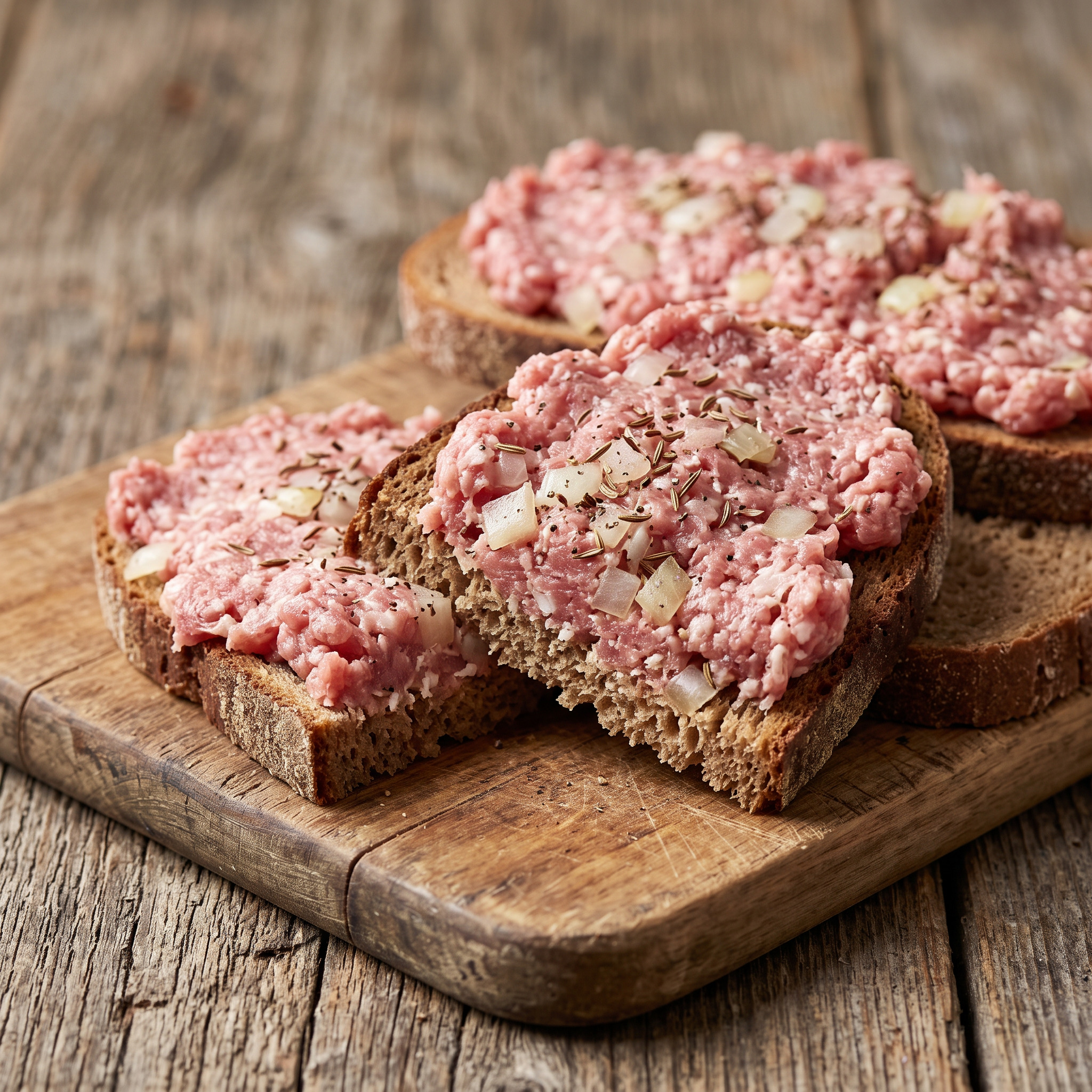 Thüringer Gehacktes auf der Brotzeitplatte
