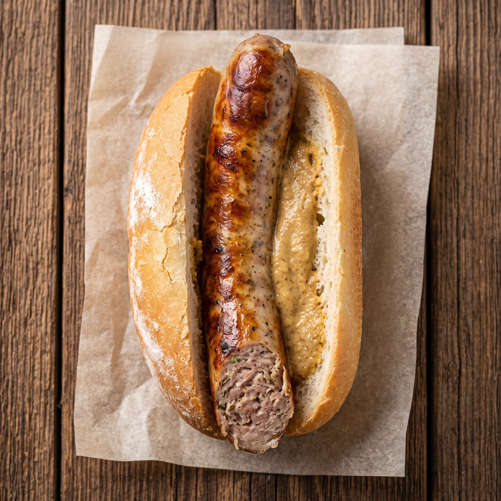 Thüringer Rostbratwurst im Brötchen