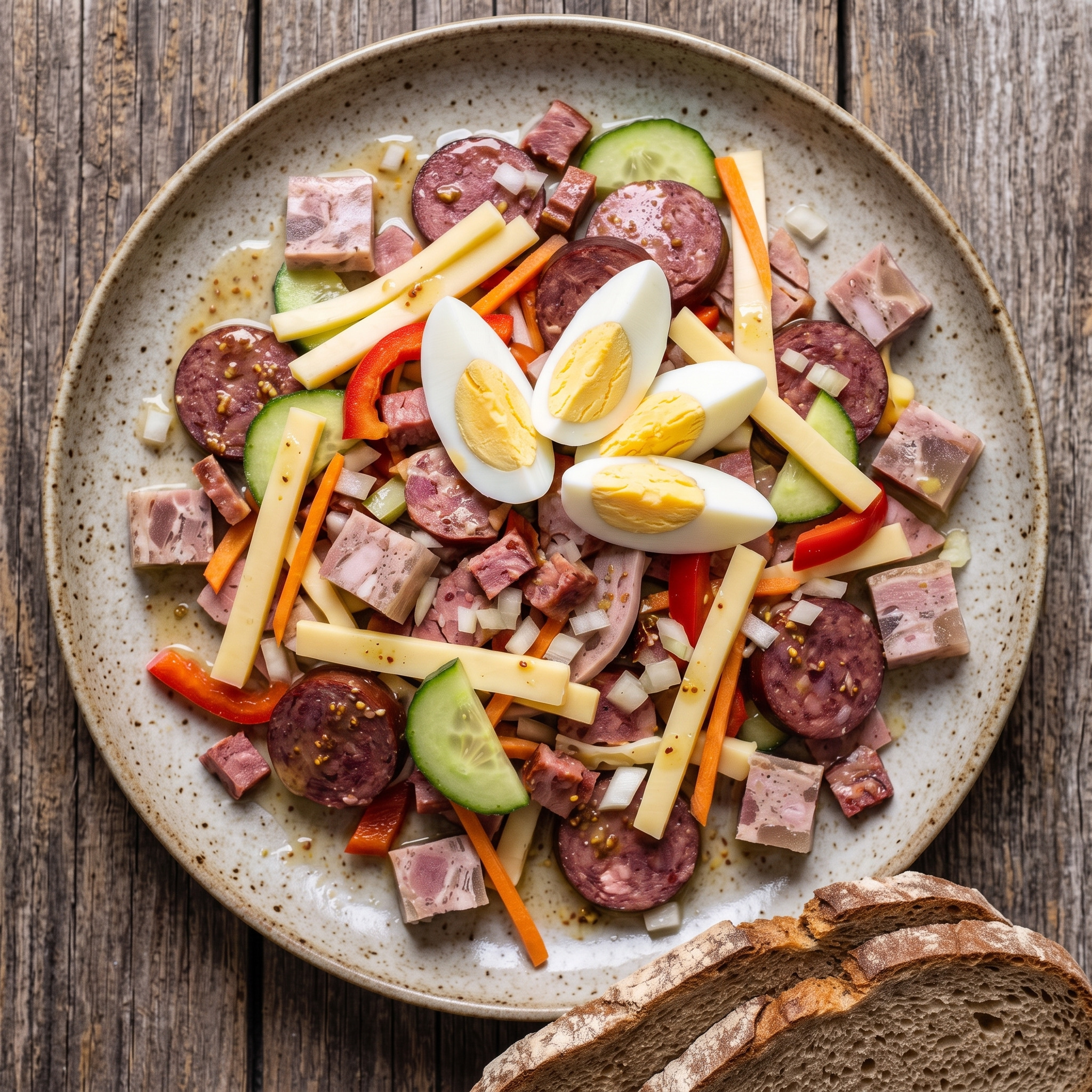 Thüringer Wurstsalat mit Rotwurst, Sülzwurst und Stracke