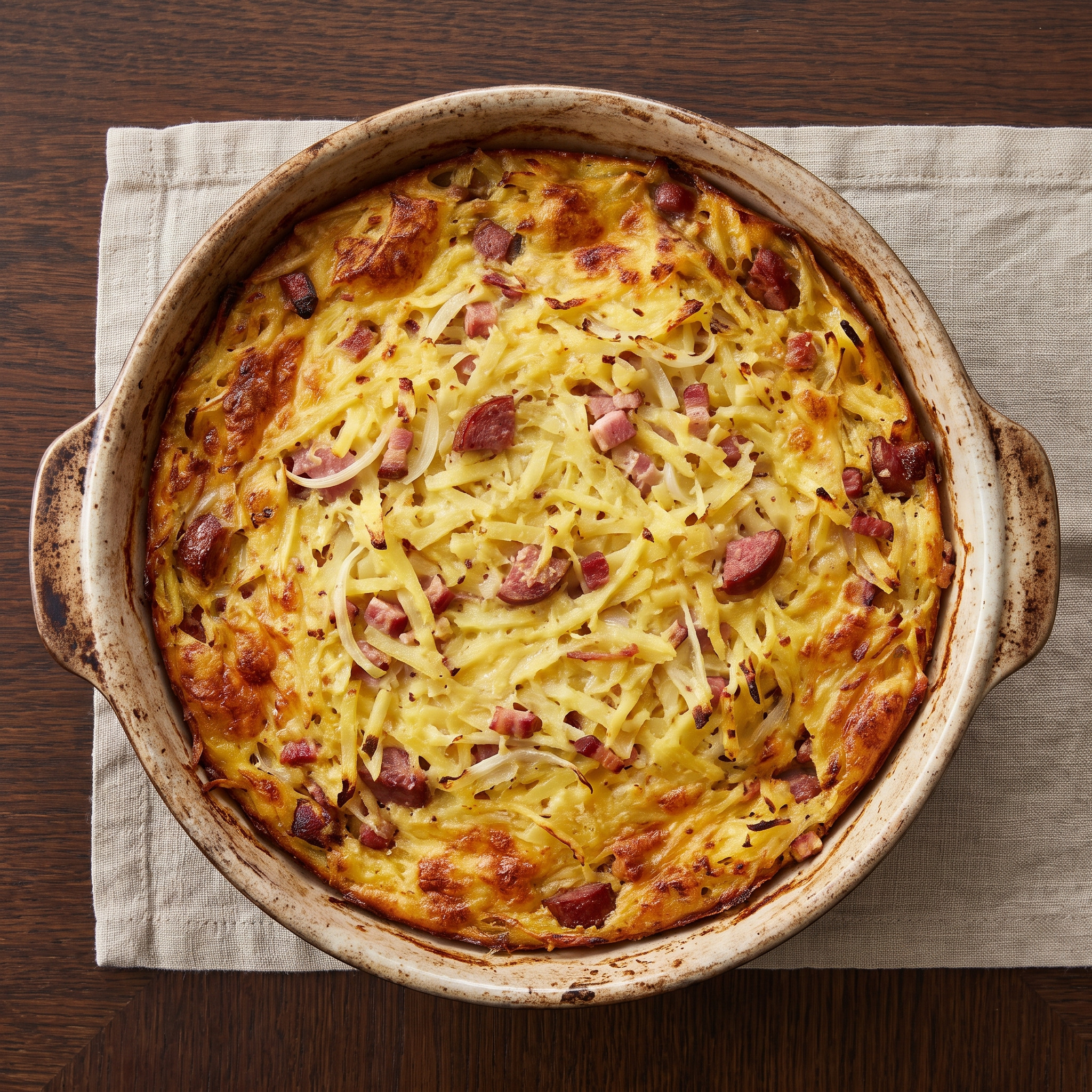 Westfalen | Potthucke | Herzhafter Kartoffelauflauf mit Speck und Zwiebeln